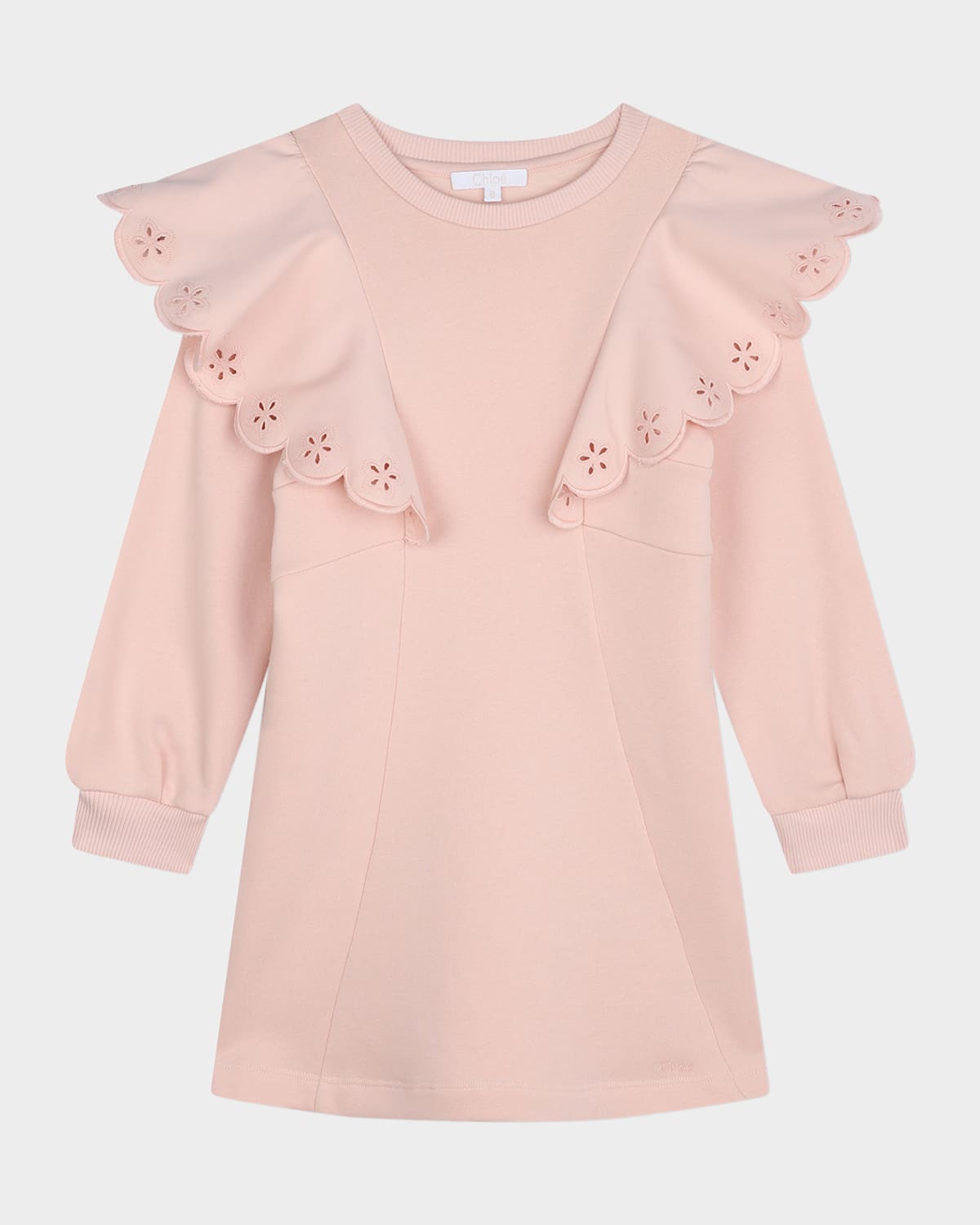 Chloé Girl's Scalloped Embroidered Dress In Pink  Washed Pink