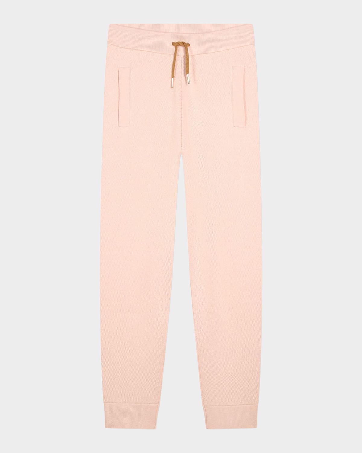 Chloé Girl's Striped Trim Knit Trousers In Pink  Washed Pink