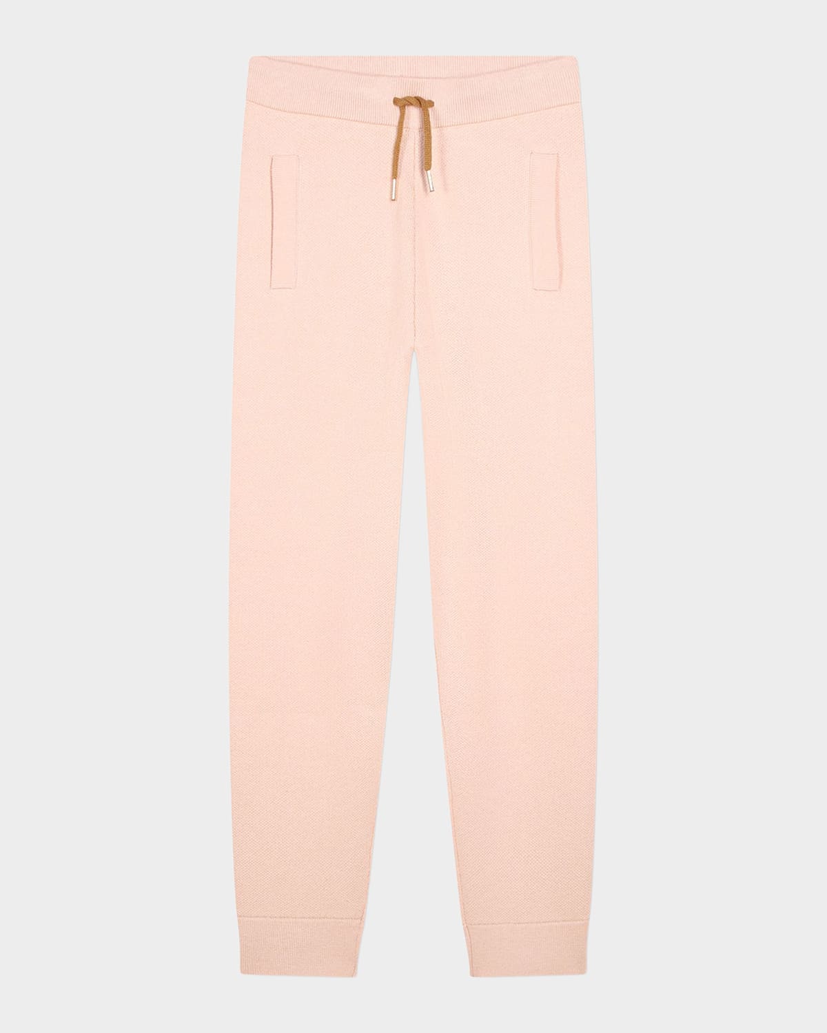 Chloé Girl's Striped Trim Knit Trousers In Pink  Washed Pink