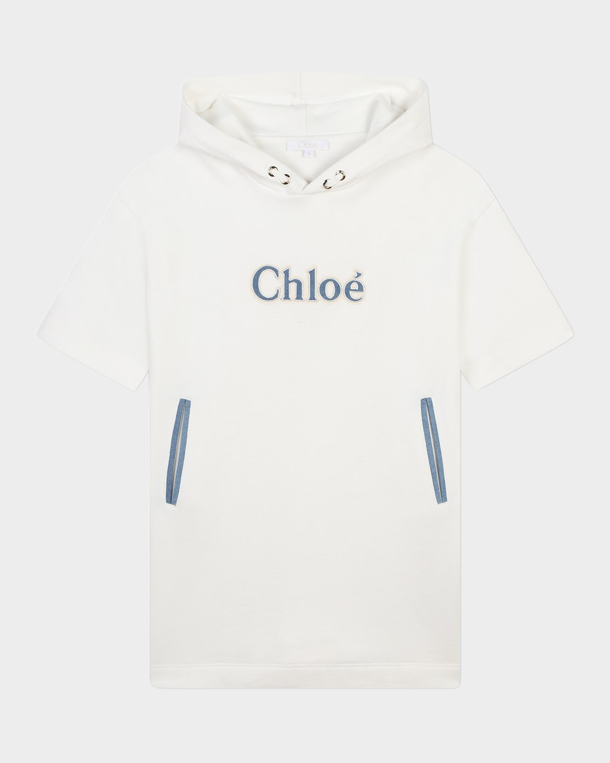 Chloé Chloe Girls Offwhite Kids Logo-applique Hooded Cotton-jersey Dress 6-12 Years 10 In Offwhite