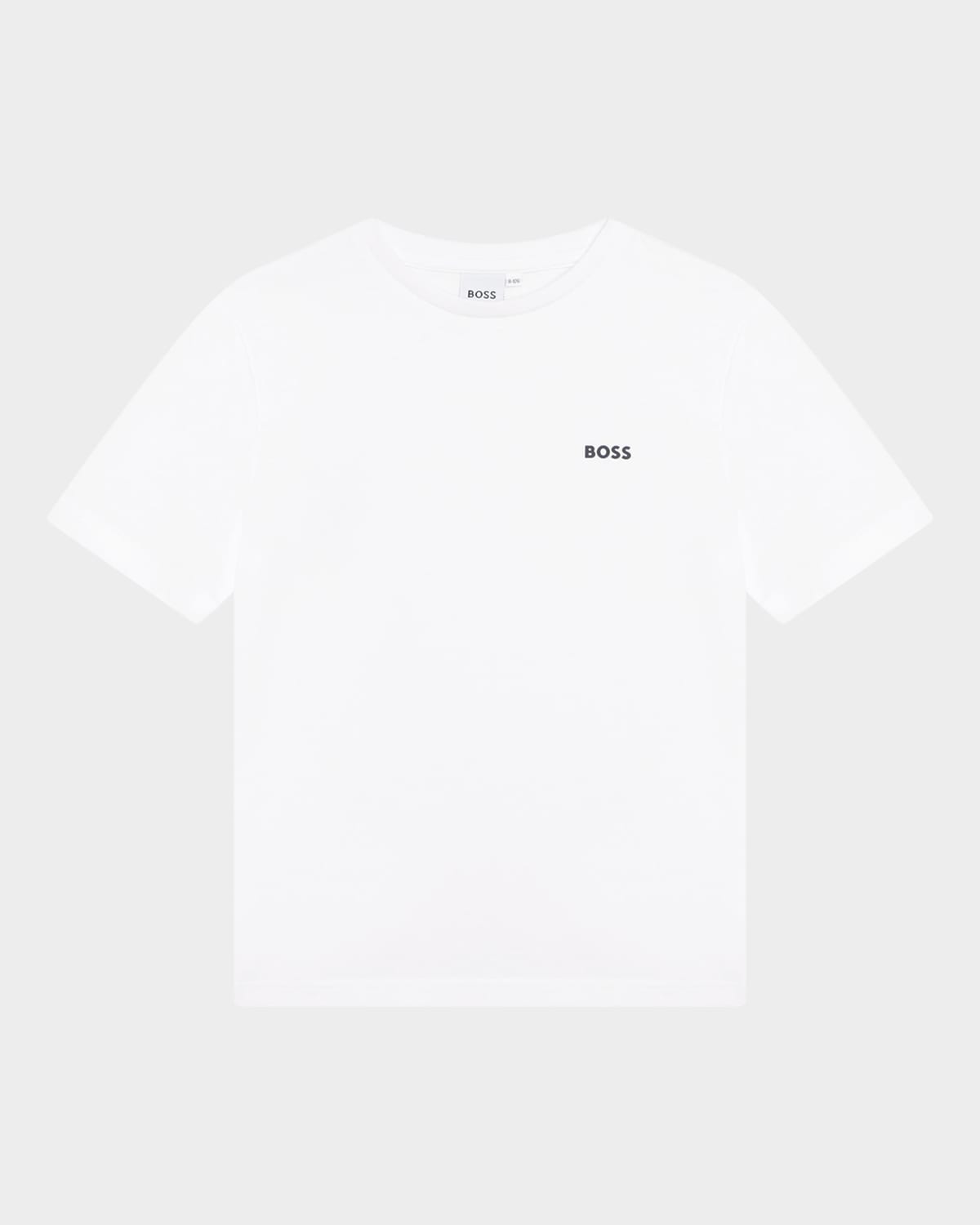 Hugo Boss Boy's Contrast Logo-print T-shirt In White