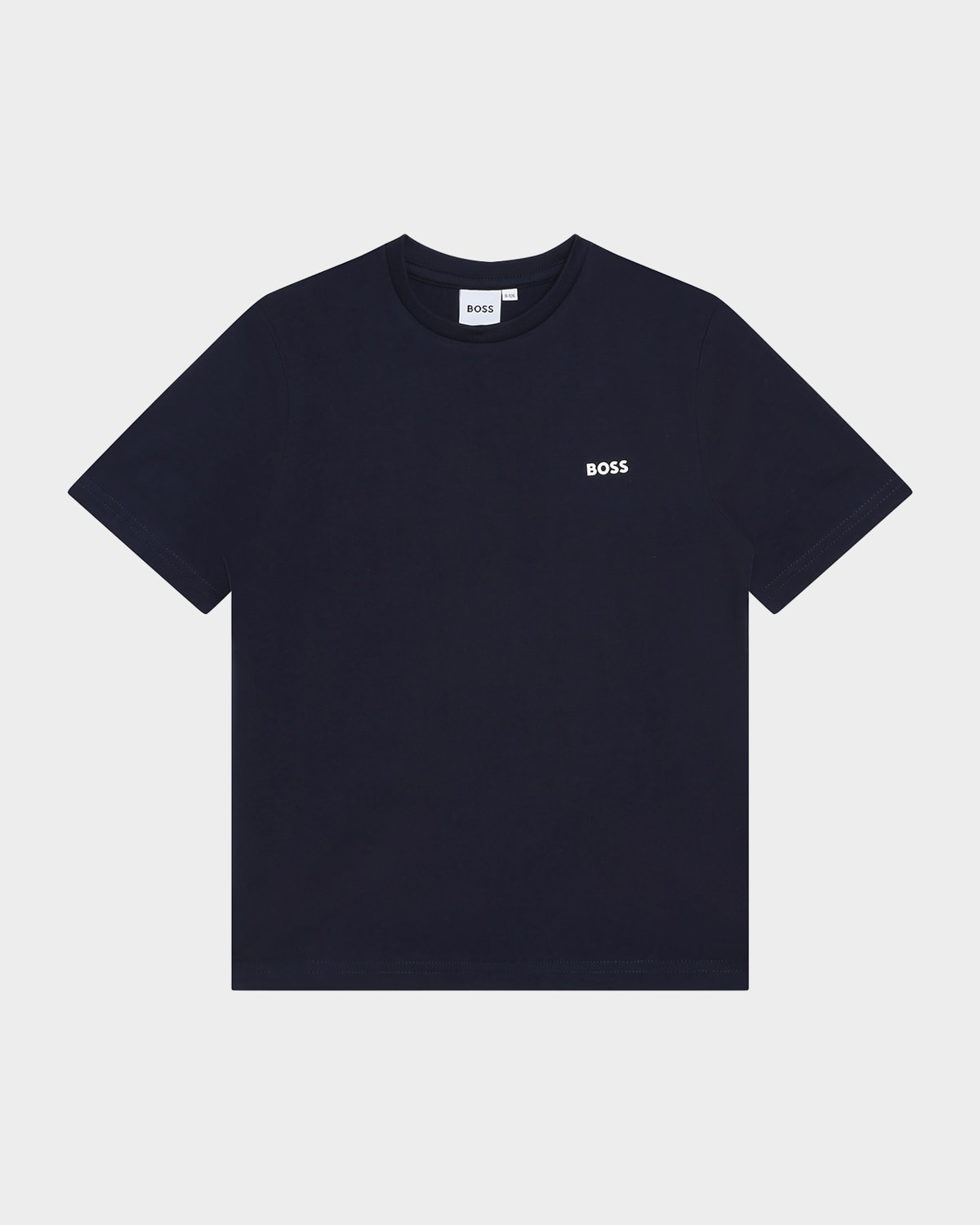 Hugo Boss Boy's Contrast Logo-print T-shirt In Navy