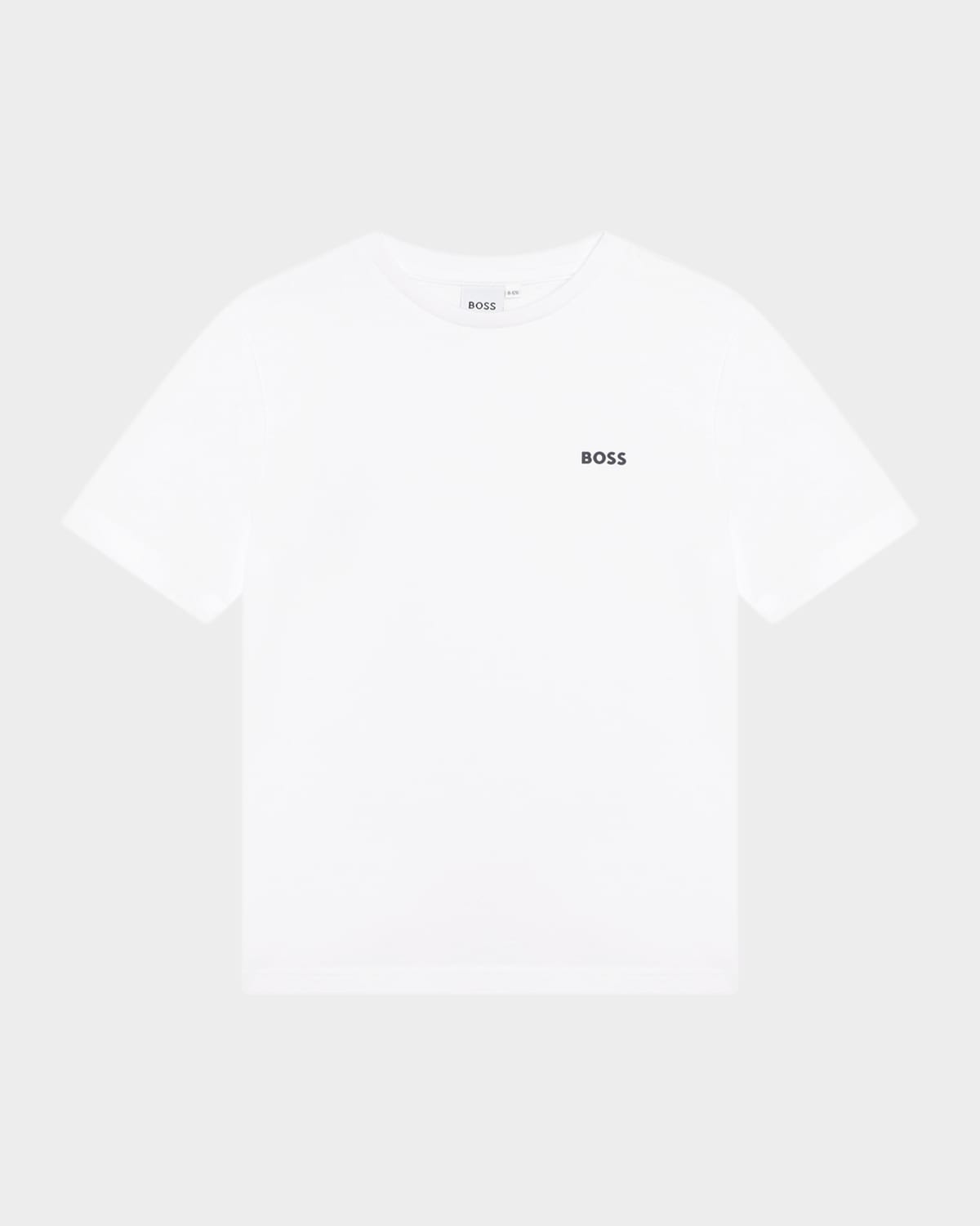 Hugo Boss Boy's Contrast Logo-print T-shirt In White