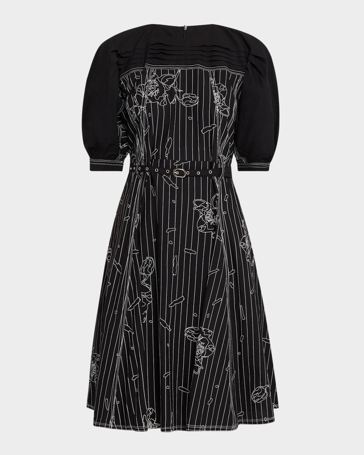 Vienna Embroidered Puff-Sleeve Dress
