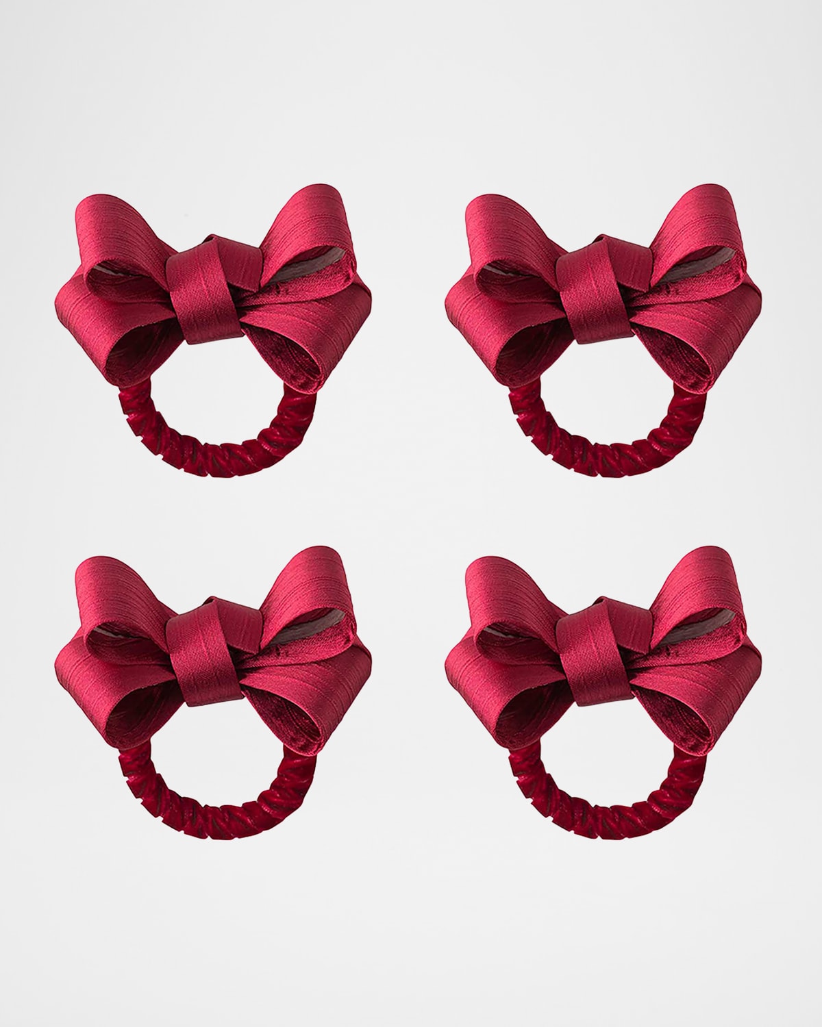 Juliska Tuxedo Stewart Tartan Napkin Rings, Set Of 4 In Ruby