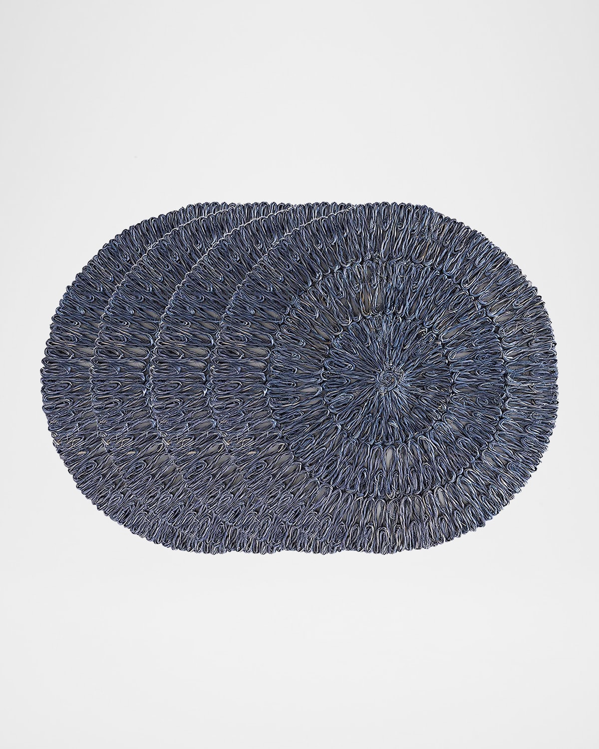 Juliska Straw Loop Natural Placemats, Set Of 4 In Delft Blue