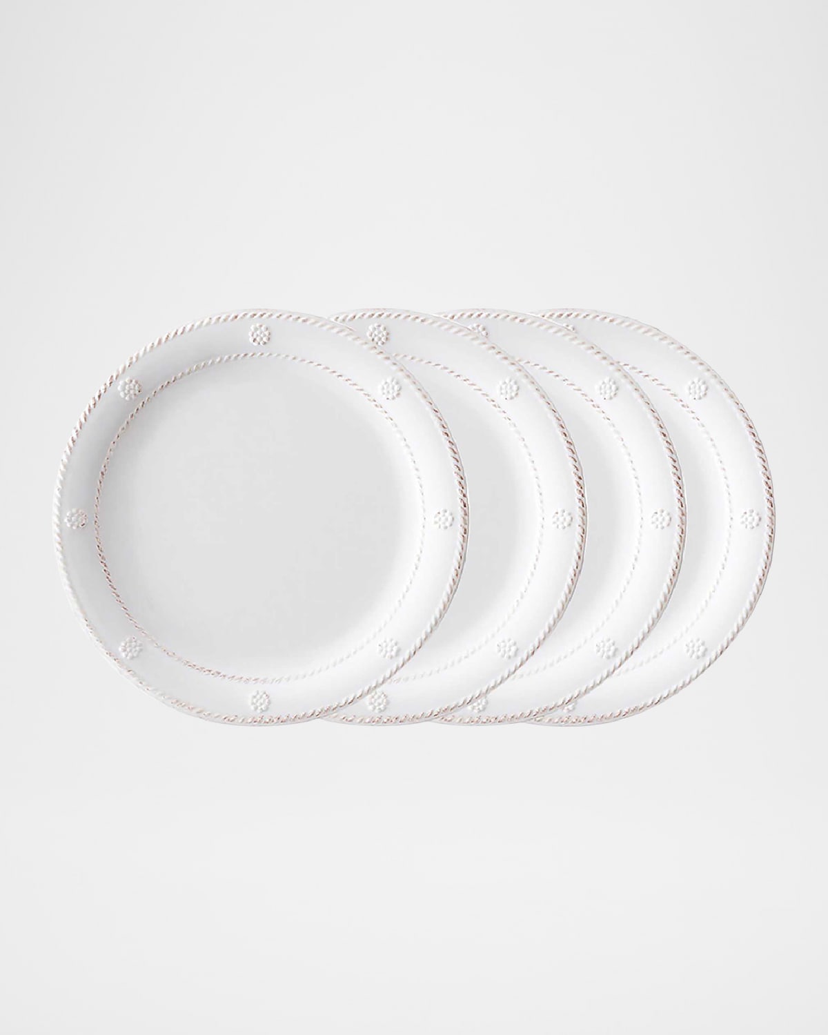 Juliska Berry & Thread Melamine Dessert/salad Plates, Set Of 4 In Whitewash