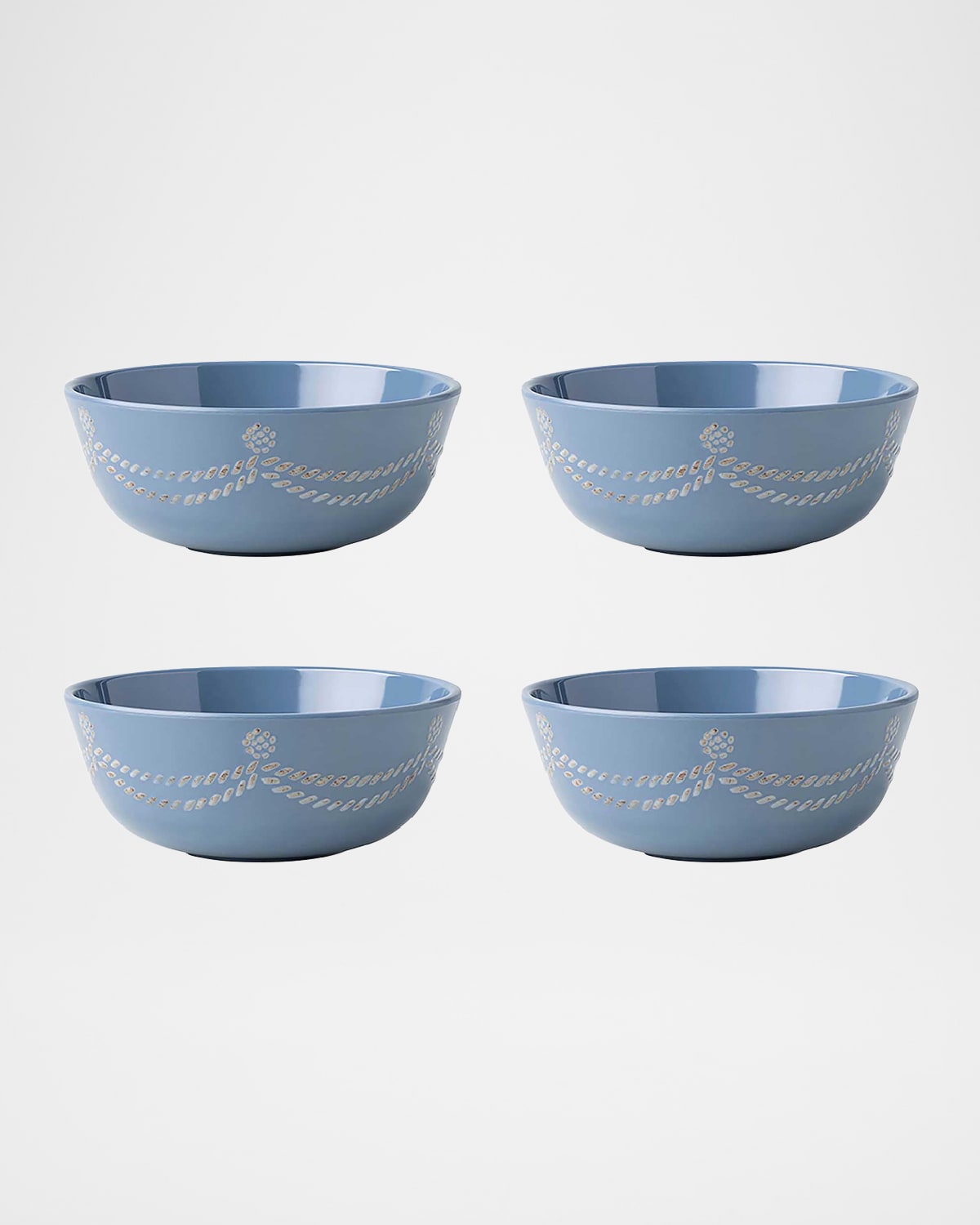 Juliska Berry & Thread Melamine Cereal/ice Cream Bowls, Set Of 4 In Chambray