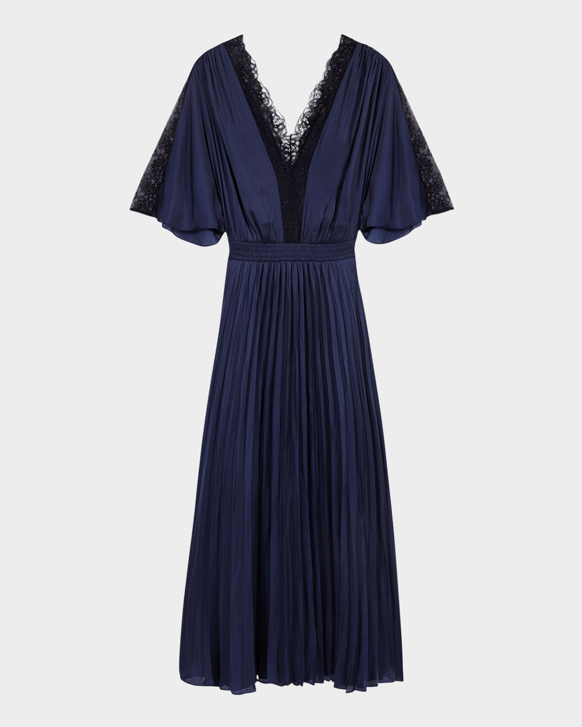 Rachelace Pleated Satin Midi Dress