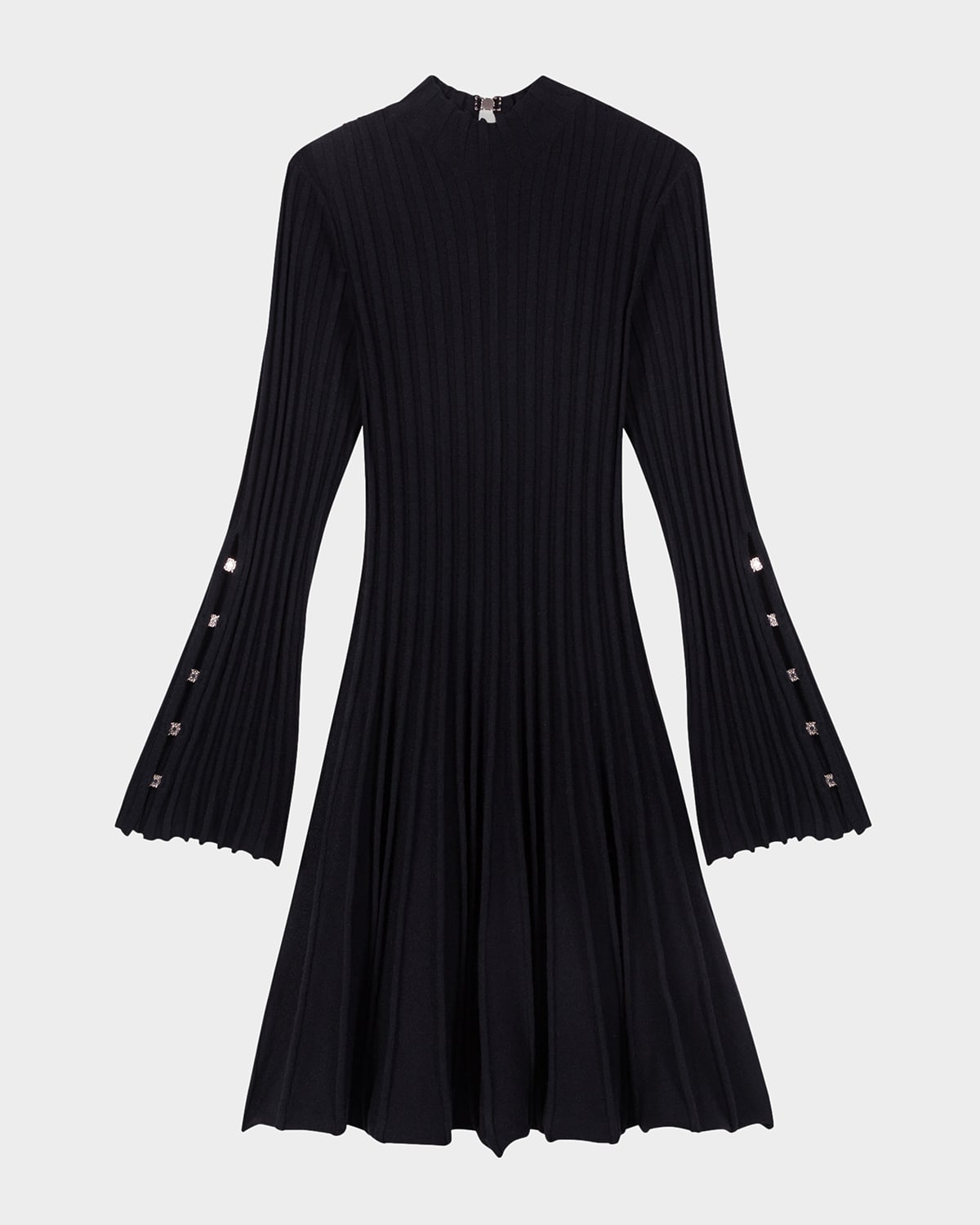 Shop Maje Raffie Rib-knit Mini Dress In Black