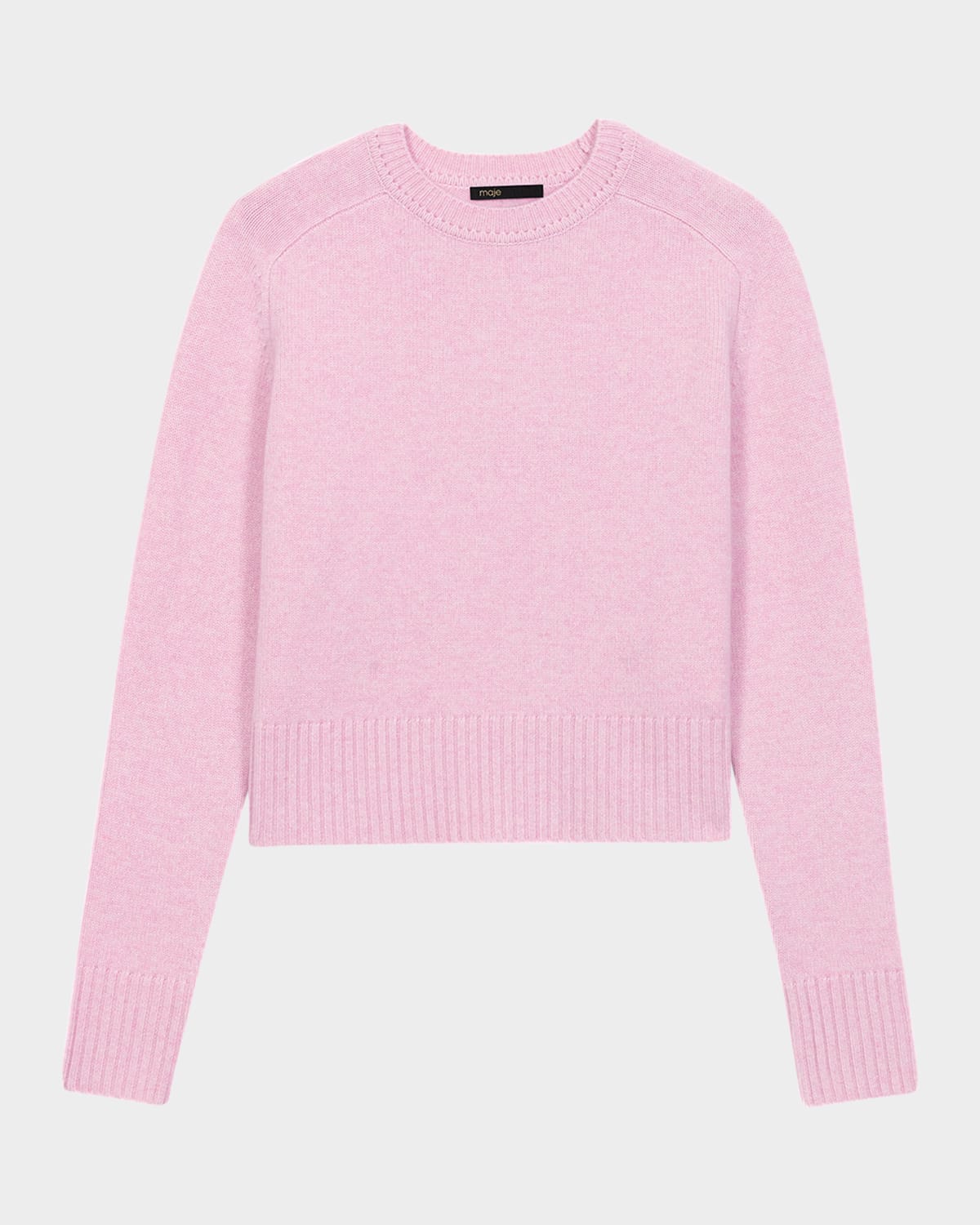 Shop Maje Megiva Cashmere-blend Crewneck Sweater In Pale Pink