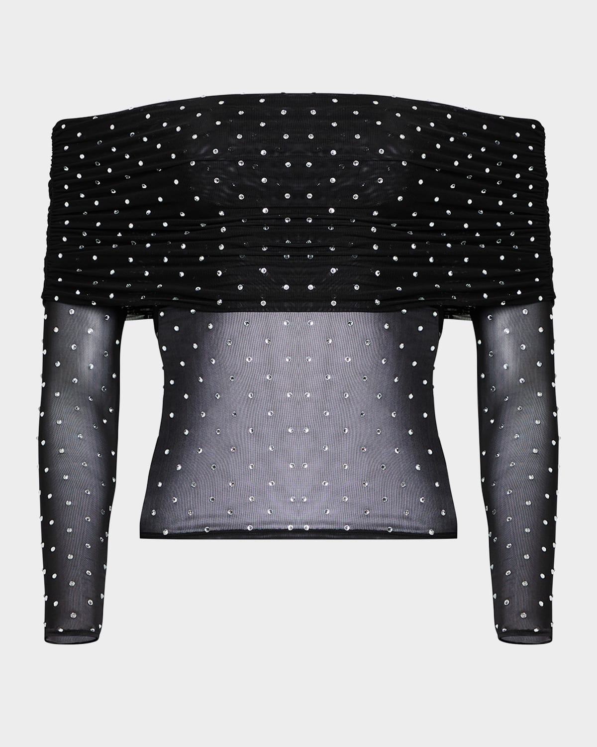 Shop Retroféte Oriana Off-the-shoulder Mesh Top In Blacksilver