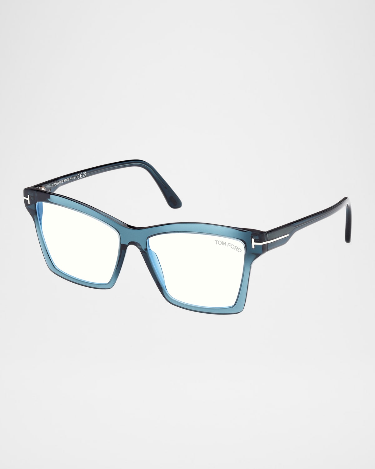 Tom Ford Men's Acetate Square Blue-block Frames In Bluo
