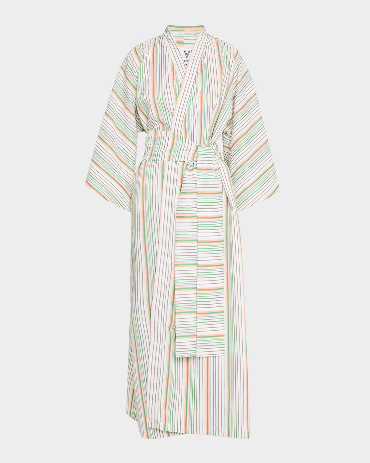 La Vie Style House Striped Maxi Wrap Dress In White