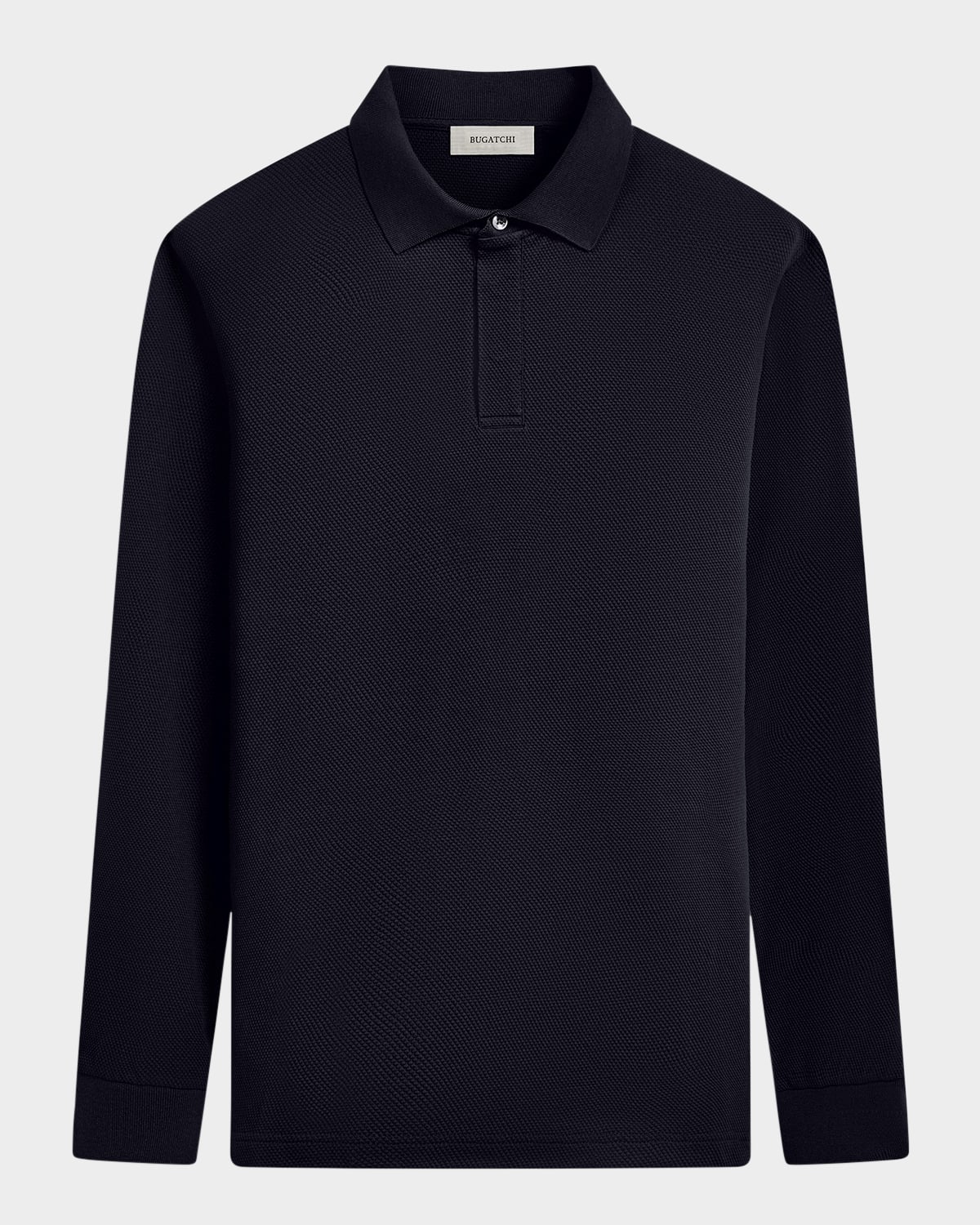 Men's Concealed Placket Long-Sleeve Polo Shirt
