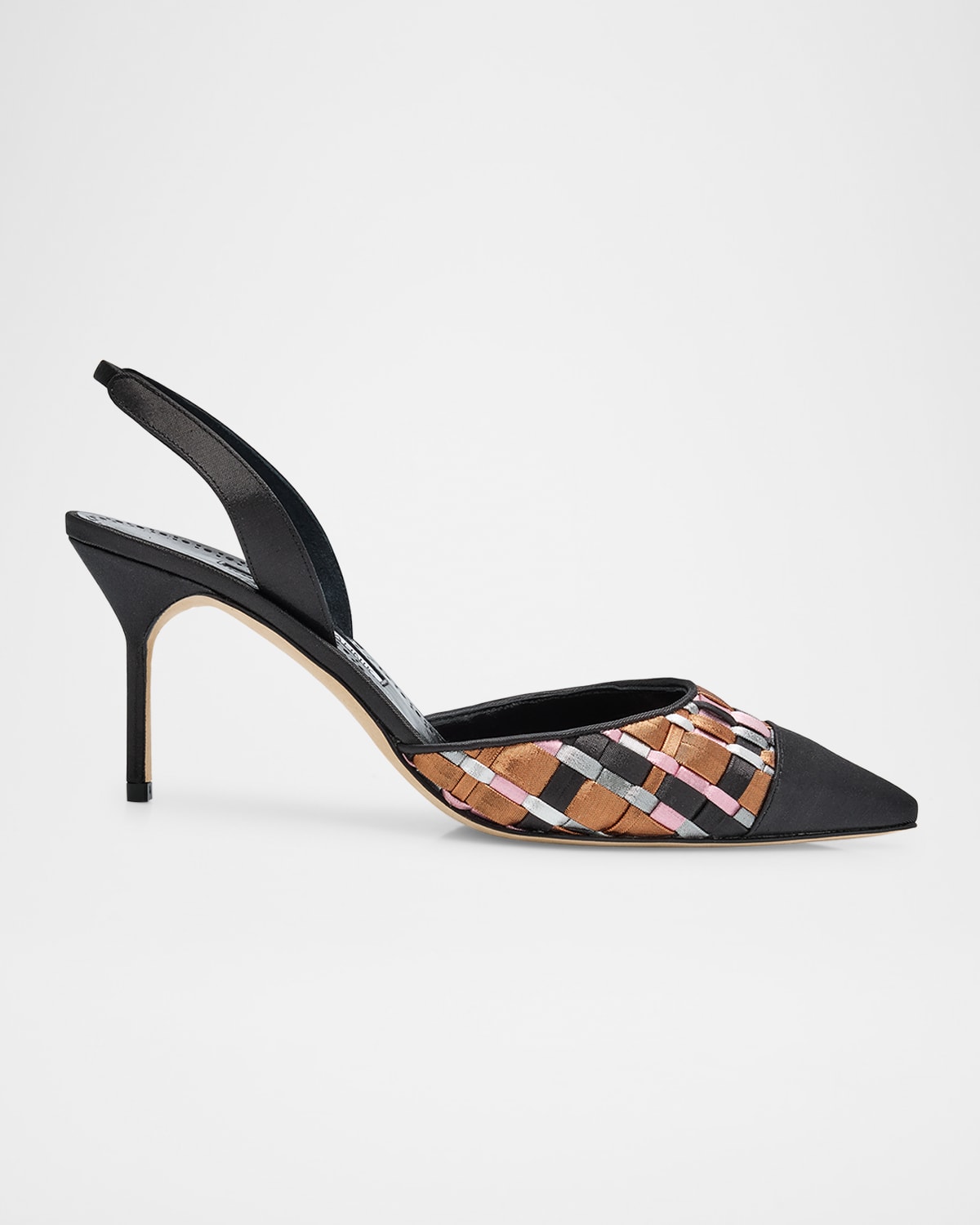 MANOLO BLAHNIK MULTI WOVEN CAP-TOE SLINGBACK PUMPS 