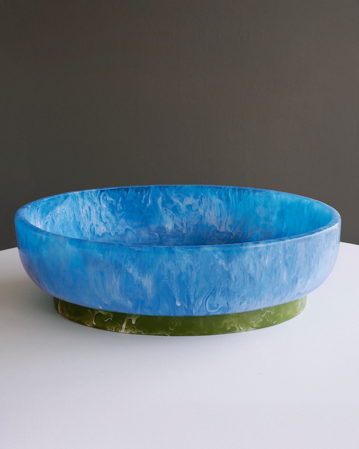 Beatriz Ball Resin Rio Large Oval Bowl With Base In Blue/green