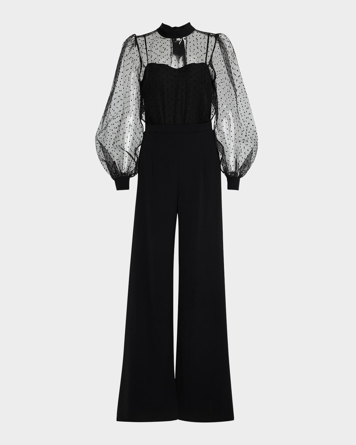 Rosalie Slit-Hem Dotted Mesh Jumpsuit