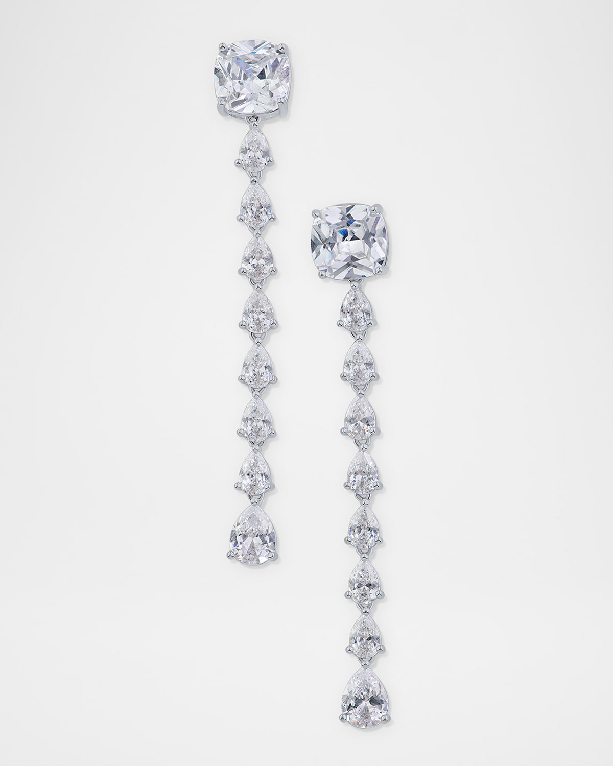 Pear and Cushion Cubic Zirconia Linear Drop Earrings
