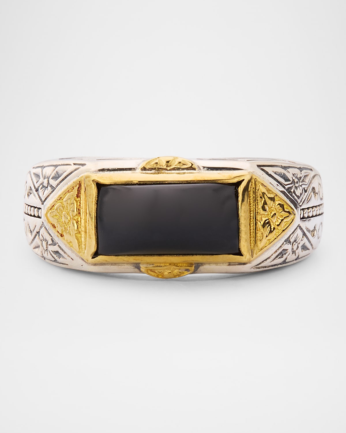 Men's Sterling Silver and Bronze Black Onyx Ring