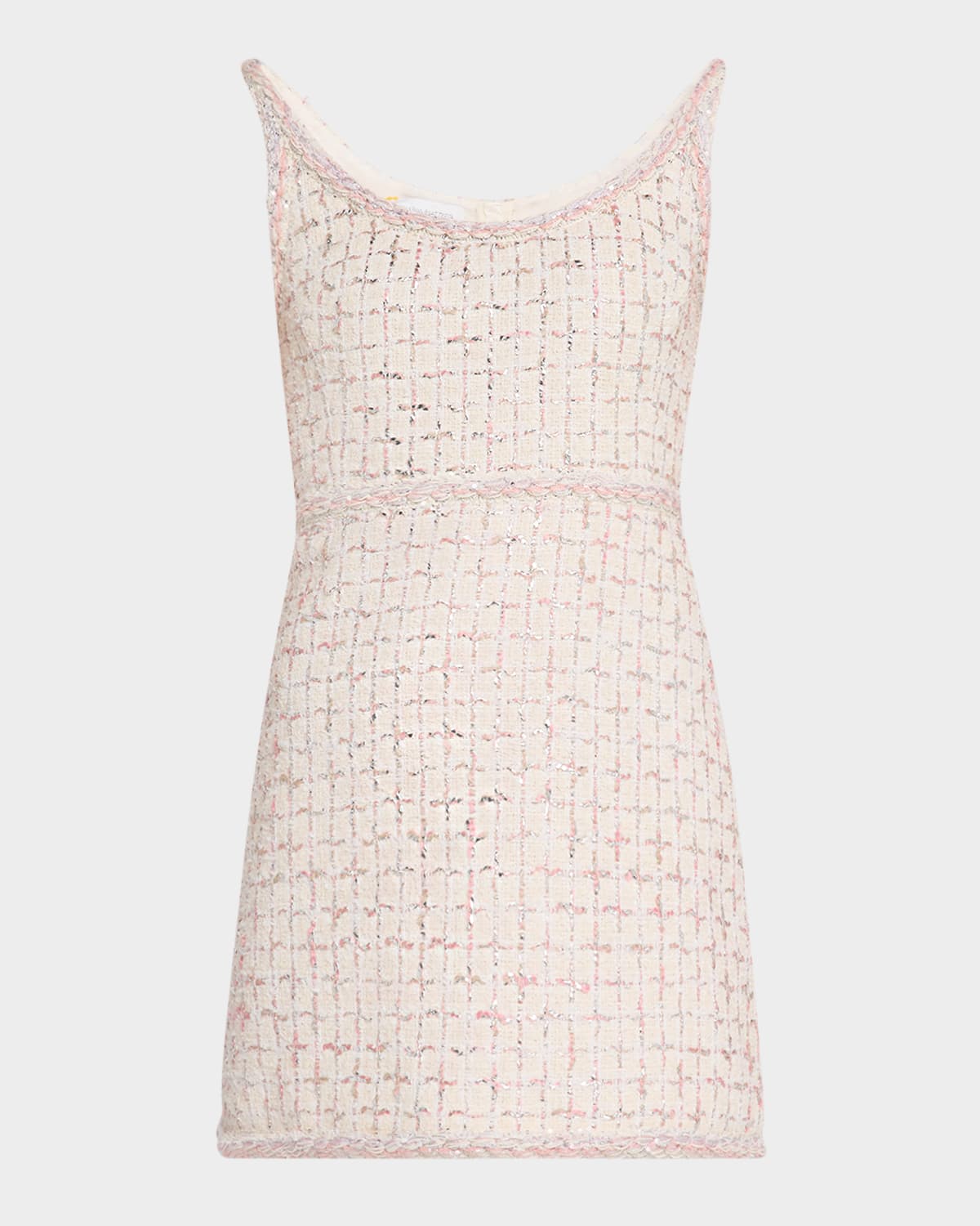 Check Metallic Eyelash Tweed Sleeveless Mini Dress