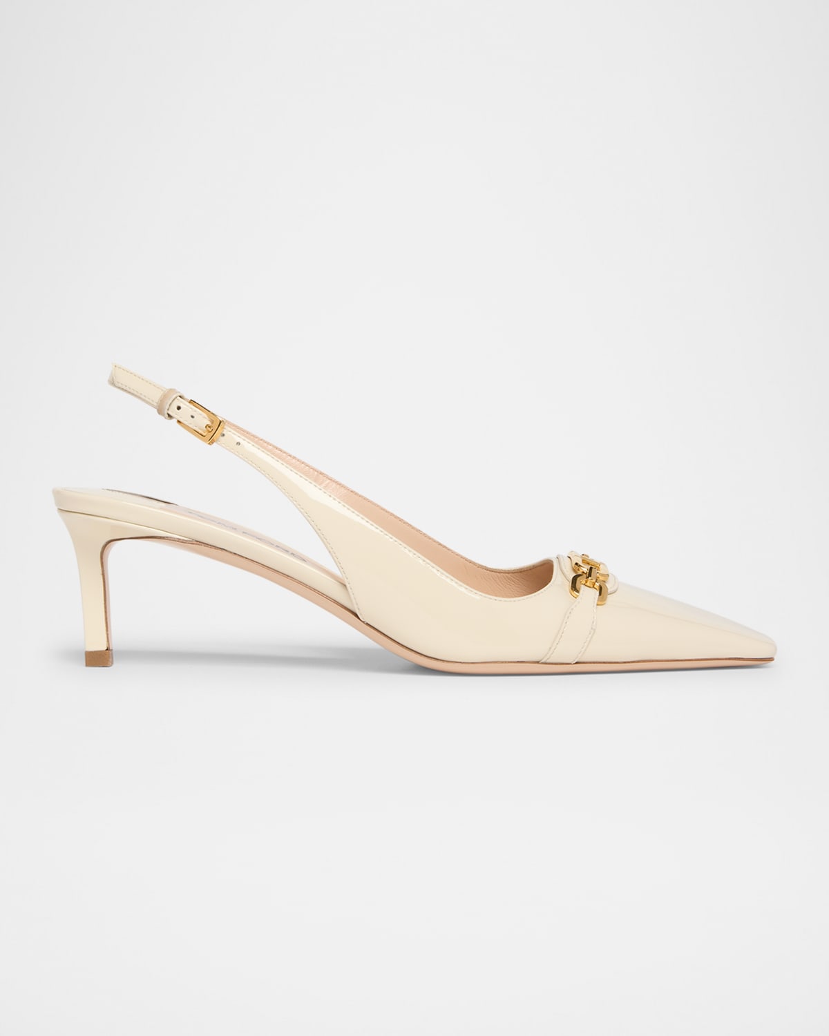 Tom Ford 85mm Patent Leather Slingbacks In Ivory