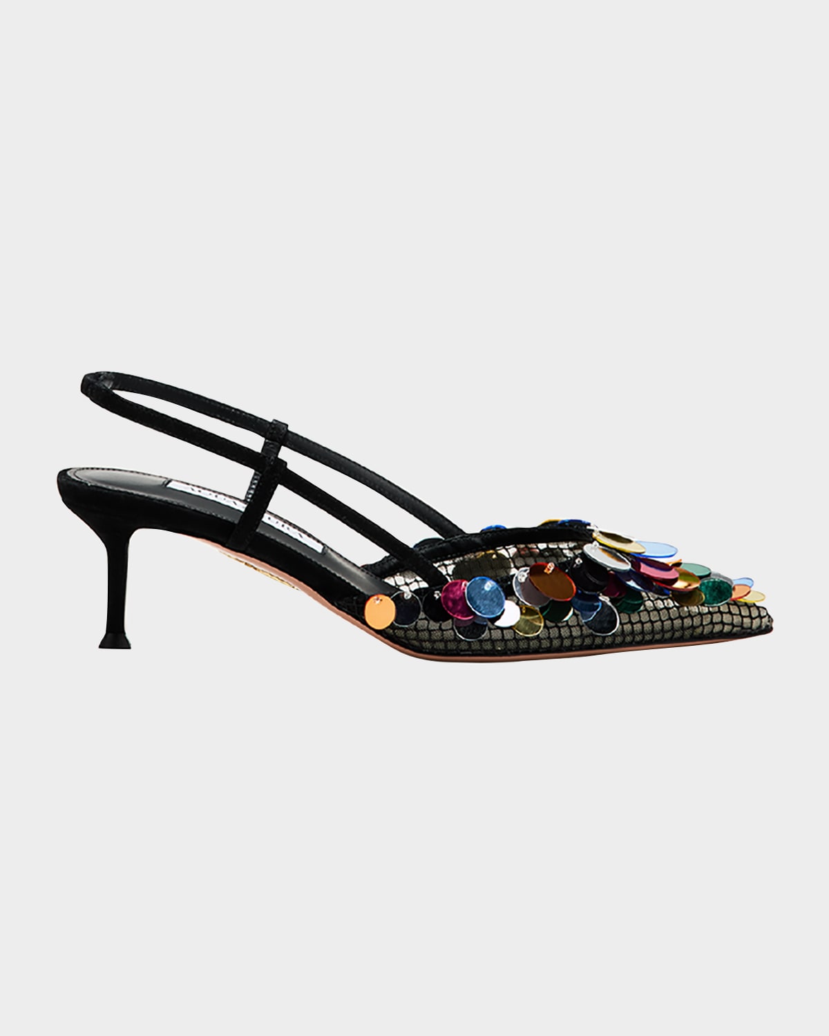 Aquazzura Can Can 105 Sequined Mesh And Suede Slingback Pumps In Black