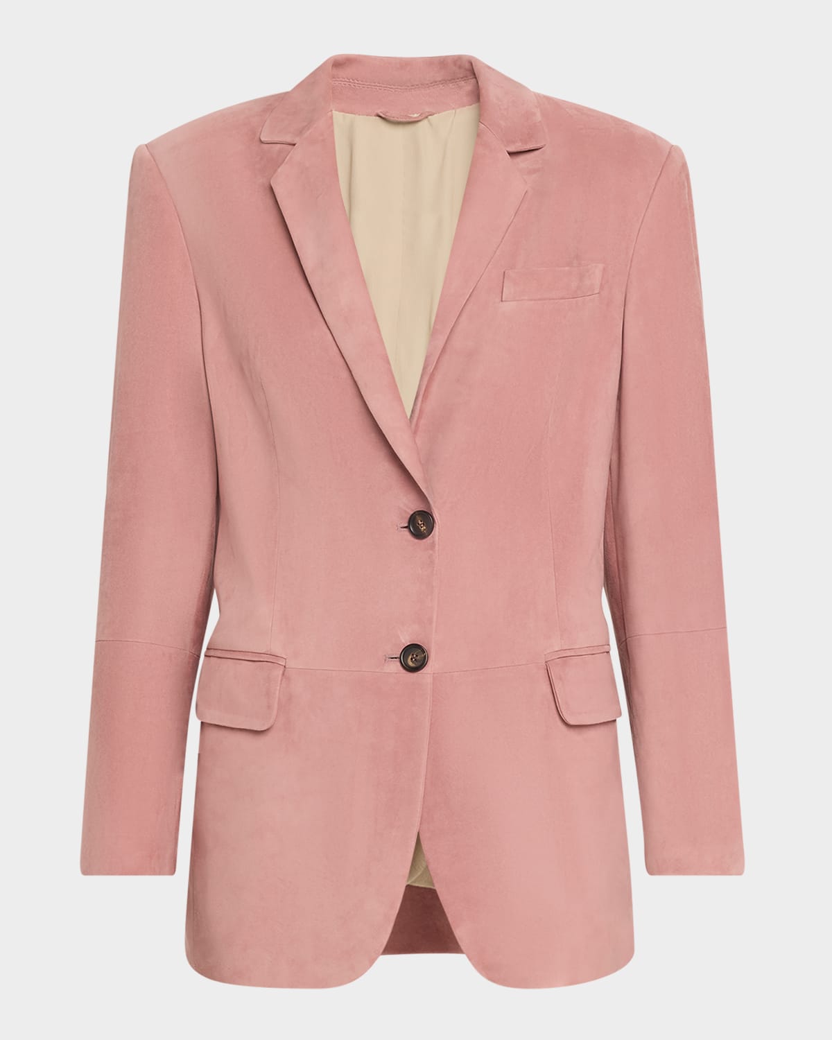Brunello Cucinelli Suede Single-breasted Blazer In Peony Pink