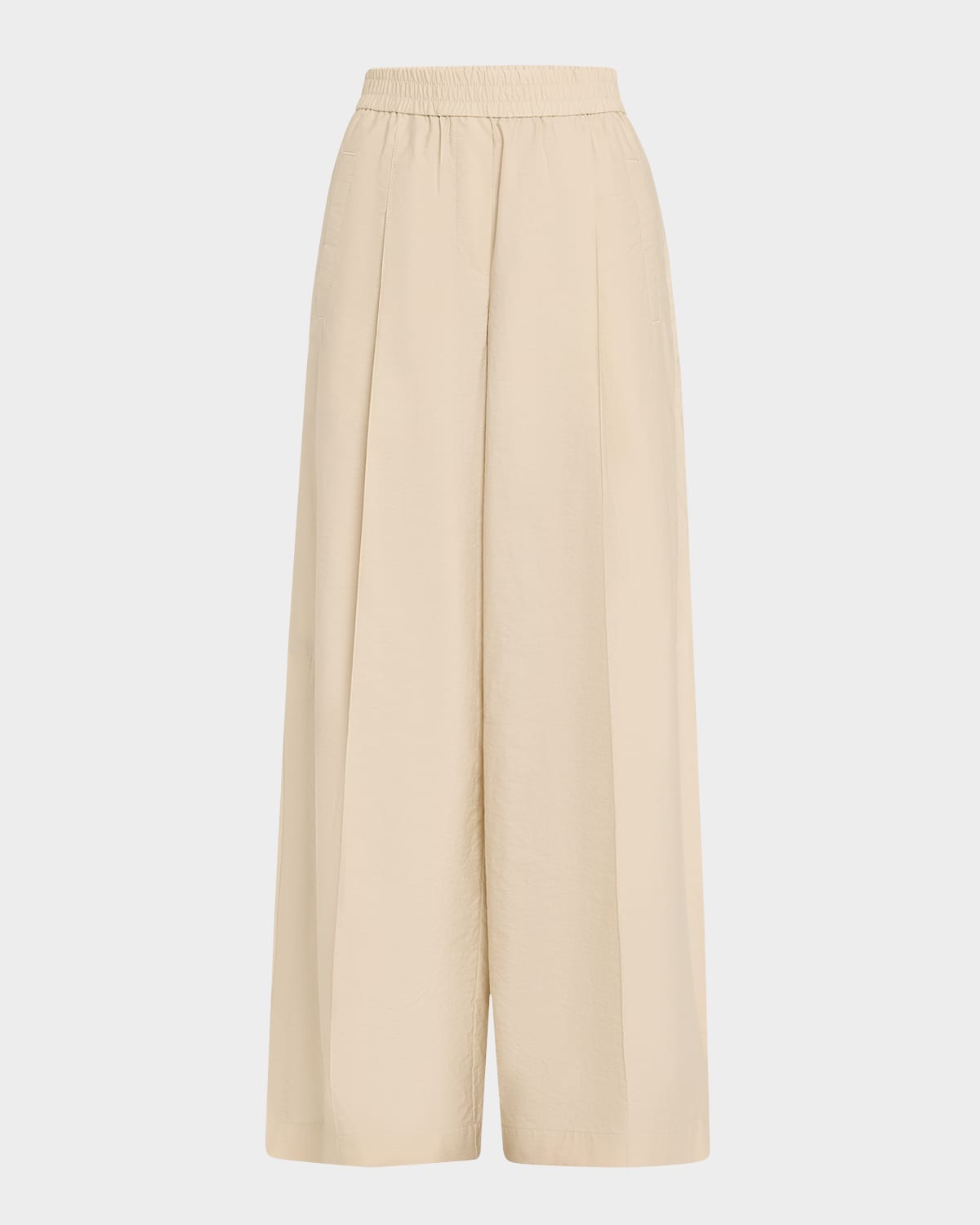 Techno Popeline Wide-Leg Slit Track Pants