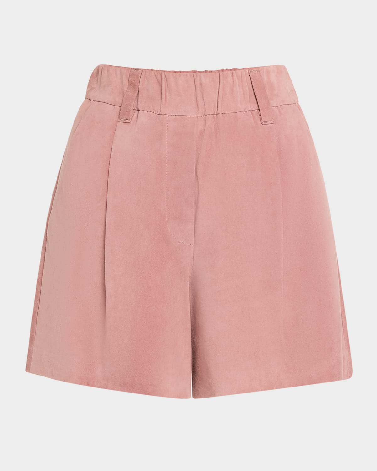 Brunello Cucinelli Suede Shorts In Peony Pink