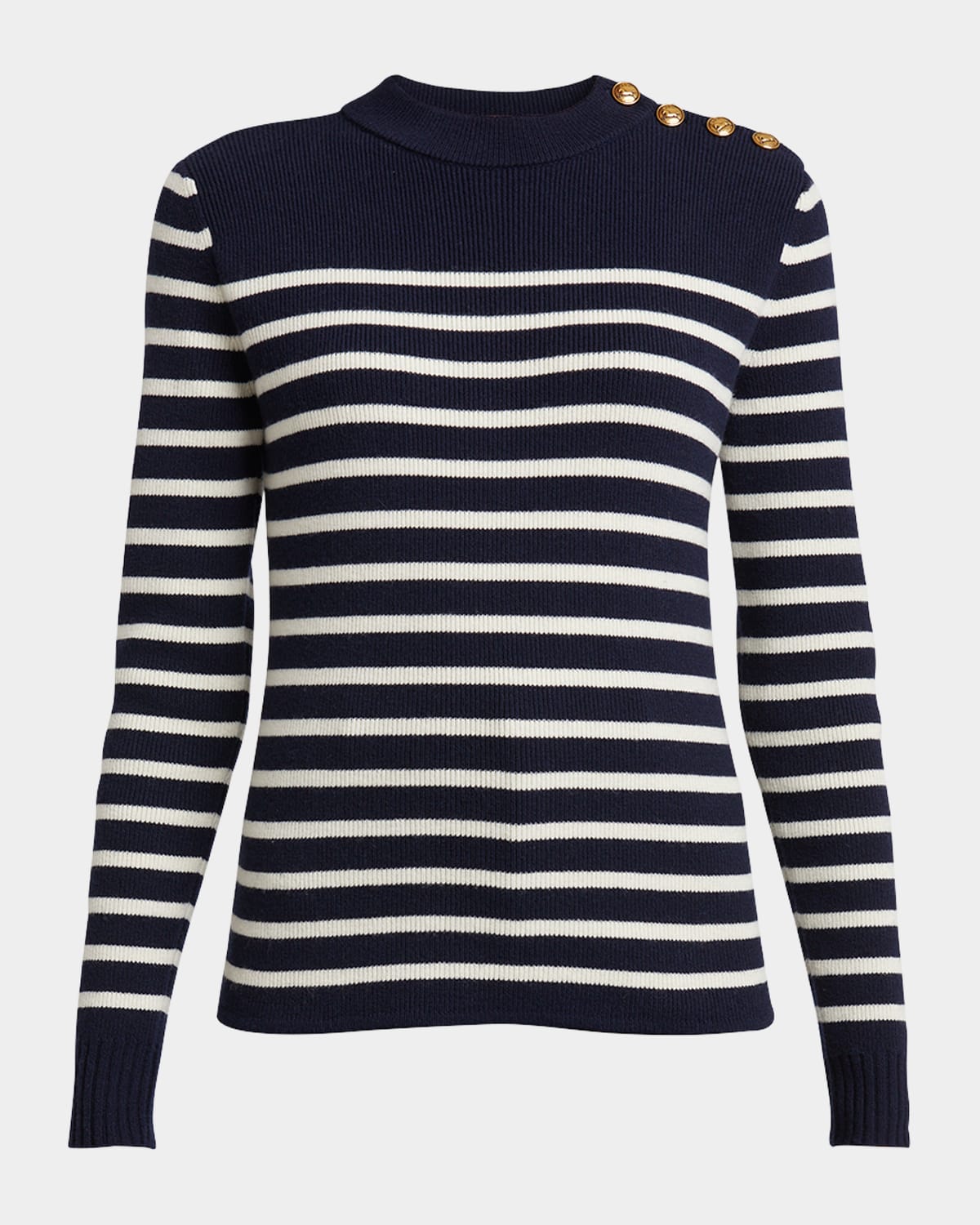 Chloé Pull Marinière En Maille De Laine Et Cachemire Femme Bleu Taille L 92% Laine, 8% Cachemire In Blue White