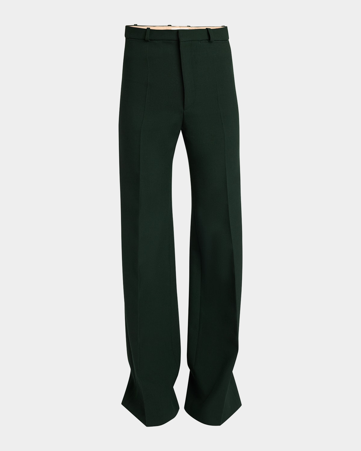 Chloé Silk Canvas Trouser In Nightfall Green
