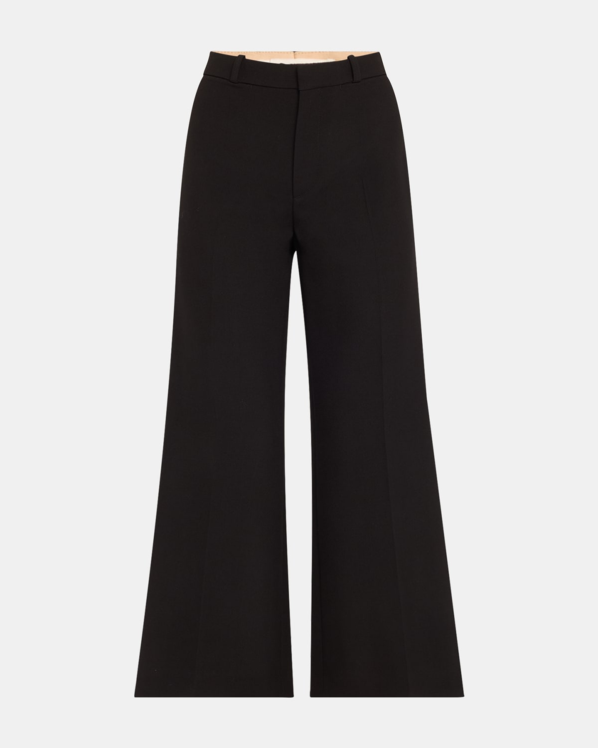 Chloé Wool Crepe Flare Ankle Trousers In Black