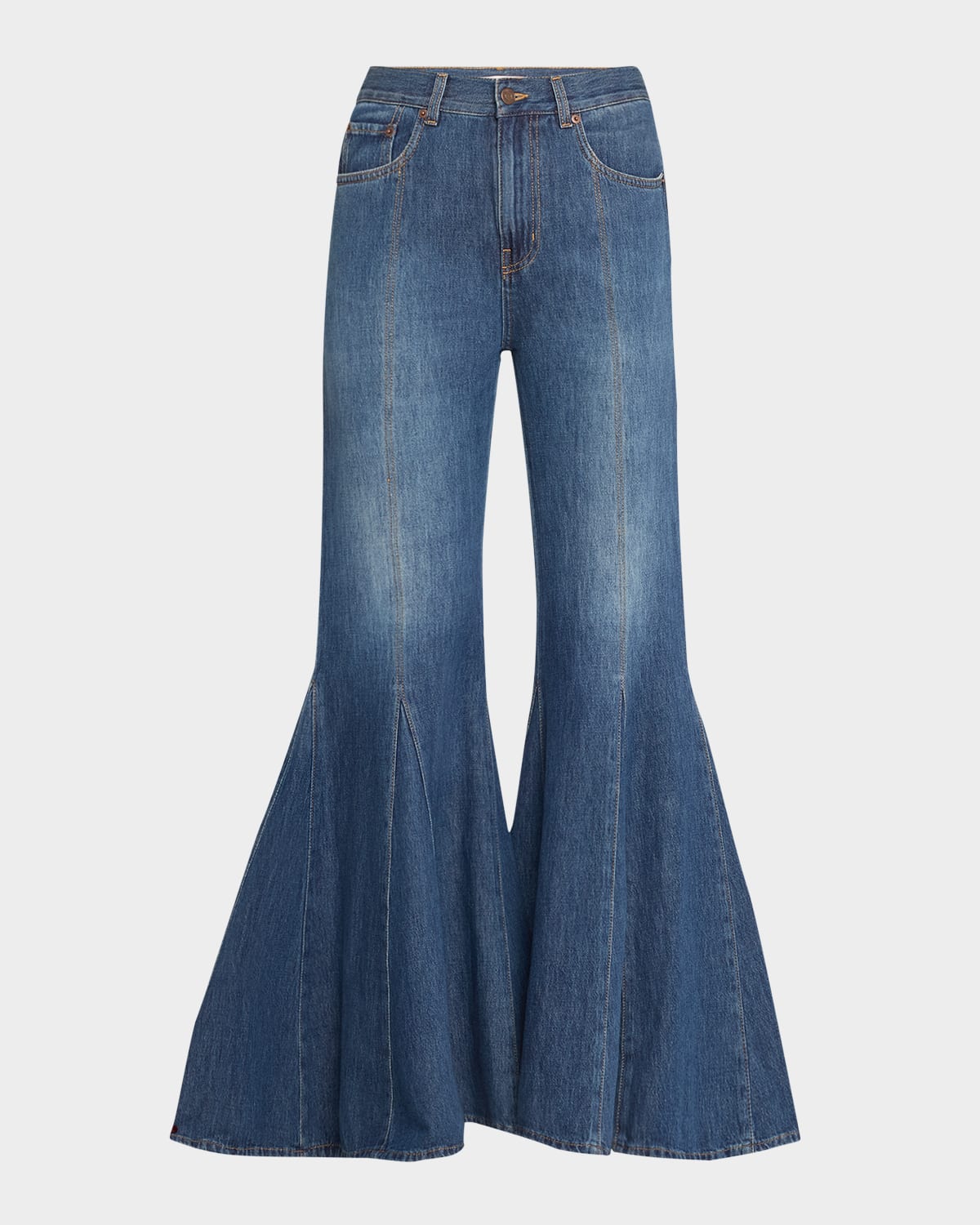 Chloé Jean Fluide Évasé En Denim Femme Bleu Taille 29 100% Coton, Cuir De Veau In Night Blue