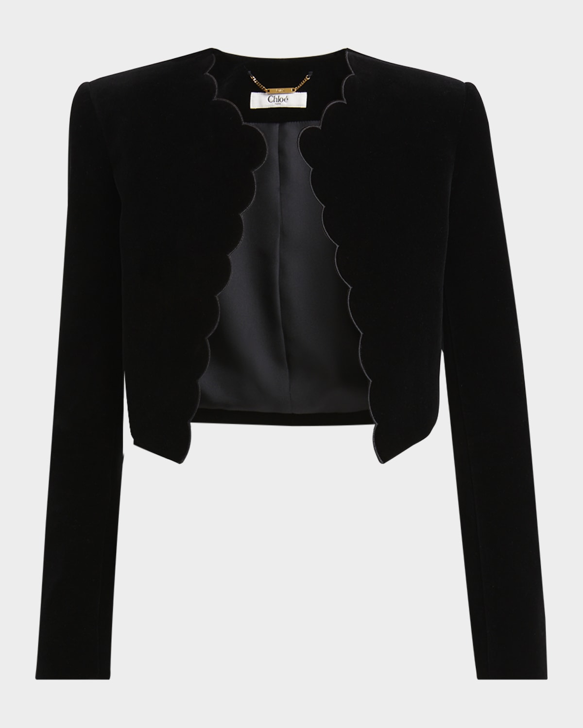 Chloé Cropped Spencer Jacket In Soft Cavalry Cotton In Black
