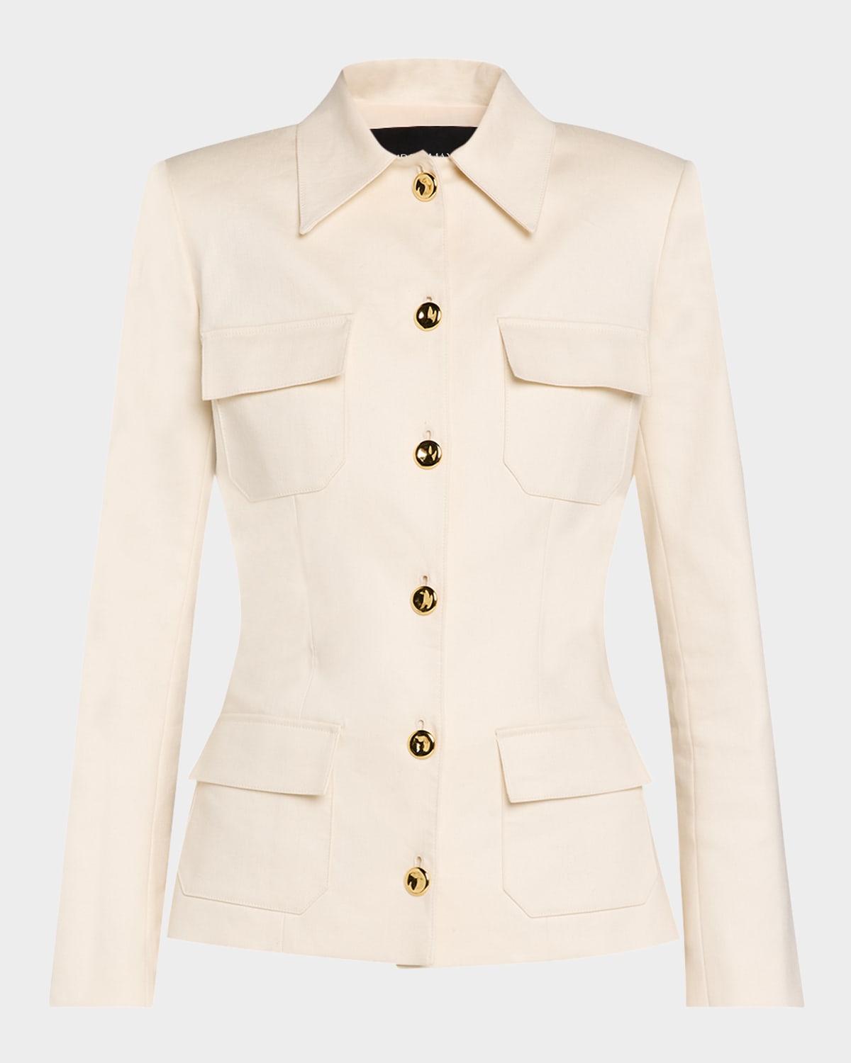 Brandon Maxwell Gage Fitted Button-up Jacket In Ivory