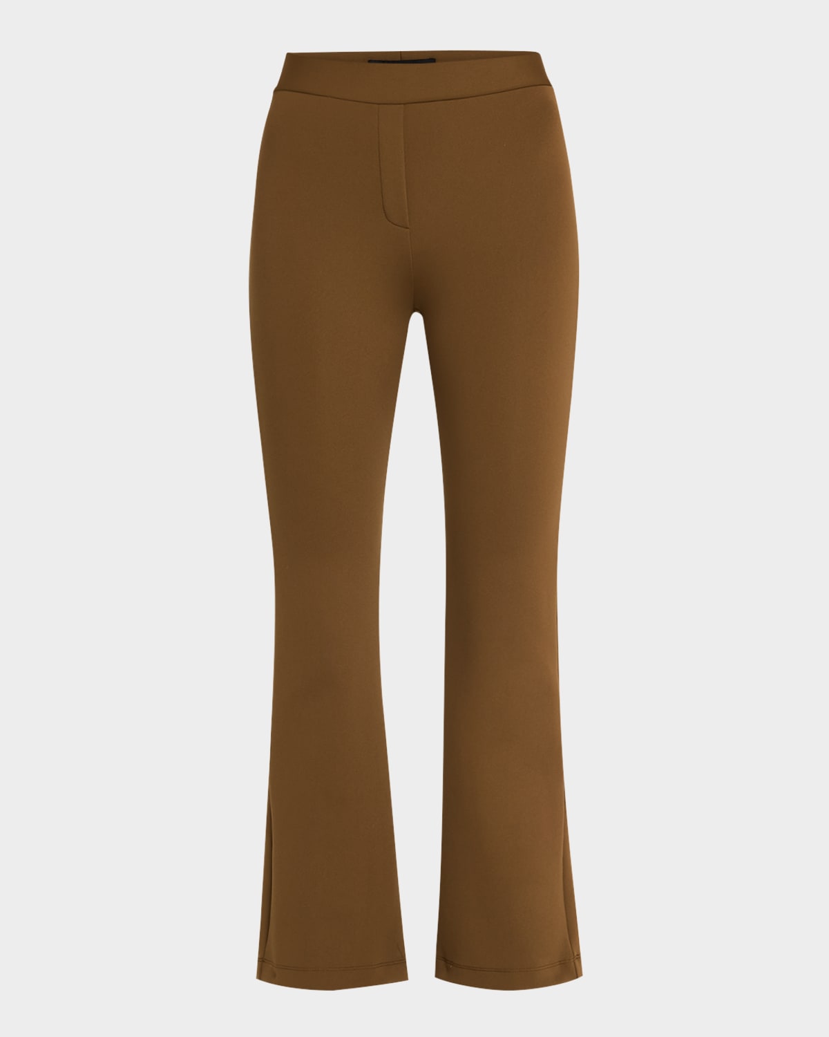 Brandon Maxwell Mid-rise Neoprene Kickflare Crop Trousers In Desert Palm
