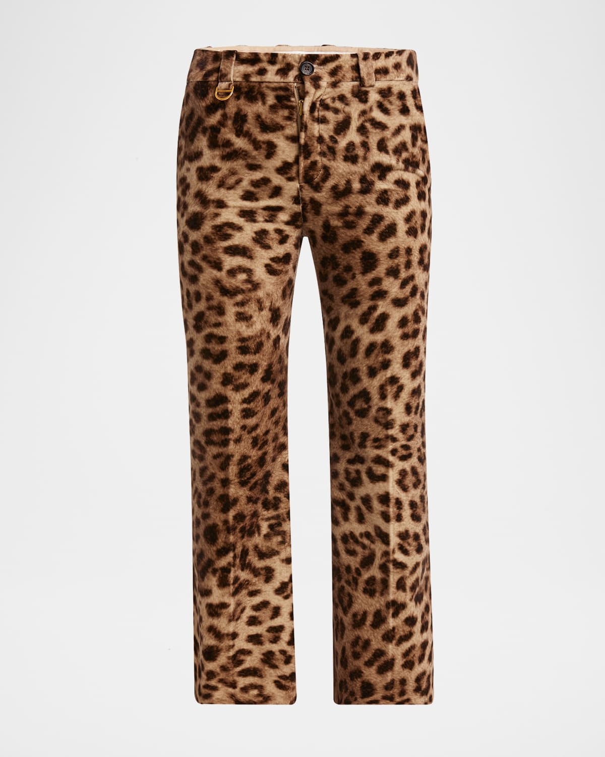 Chloé Cropped Leopard-print Cotton-velvet Straight-leg Pants In Worn Brown