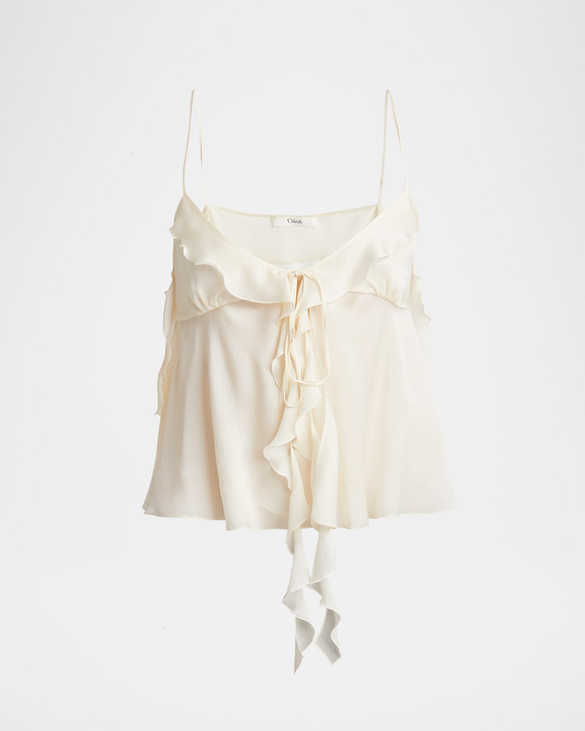 Chloé Ruffle Satin Silk Top