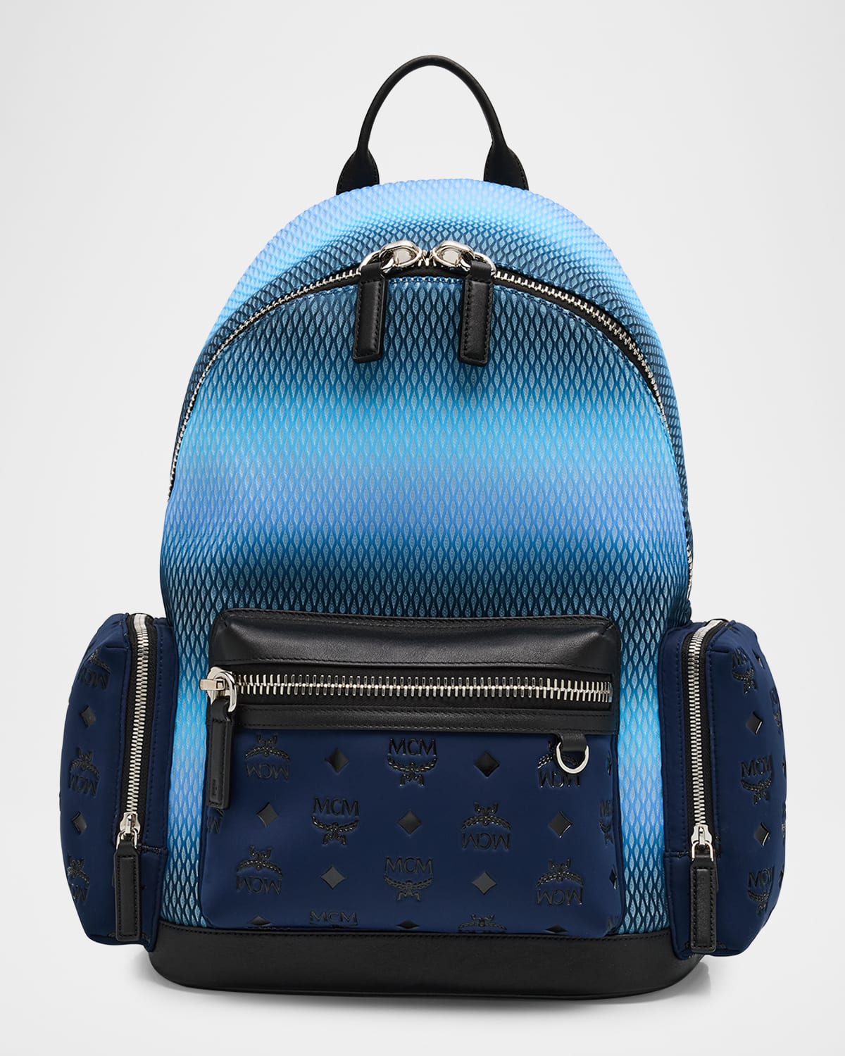 Mcm Men's Stark Mesh And Neoprene Backpack In Surf Blue