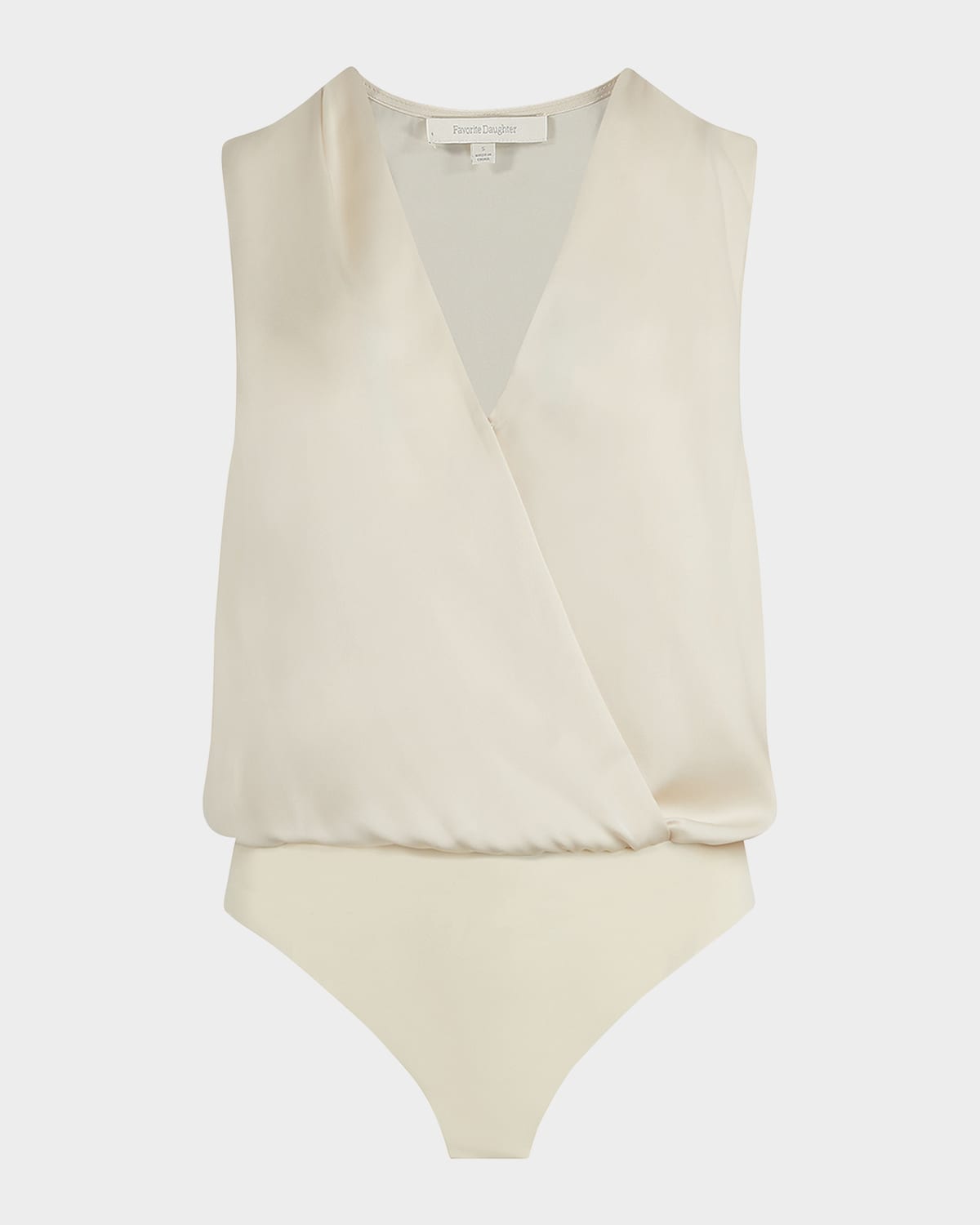 Shop Favorite Daughter The Sleeveless Date Satin Bodysuit In Ivory