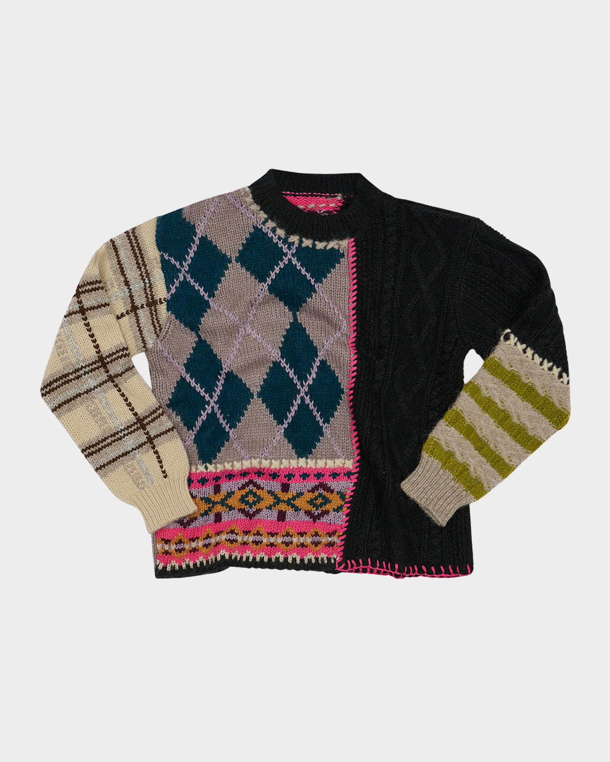 Hutton Patchwork Whipstitch Crewneck
