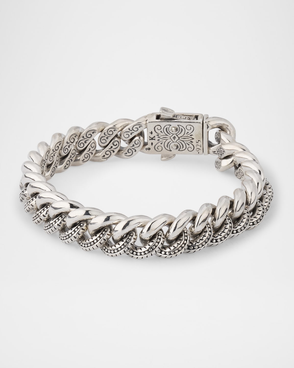 Men's Sterling Silver Chain Bracelet with Bronze Tigers Eye Clasp