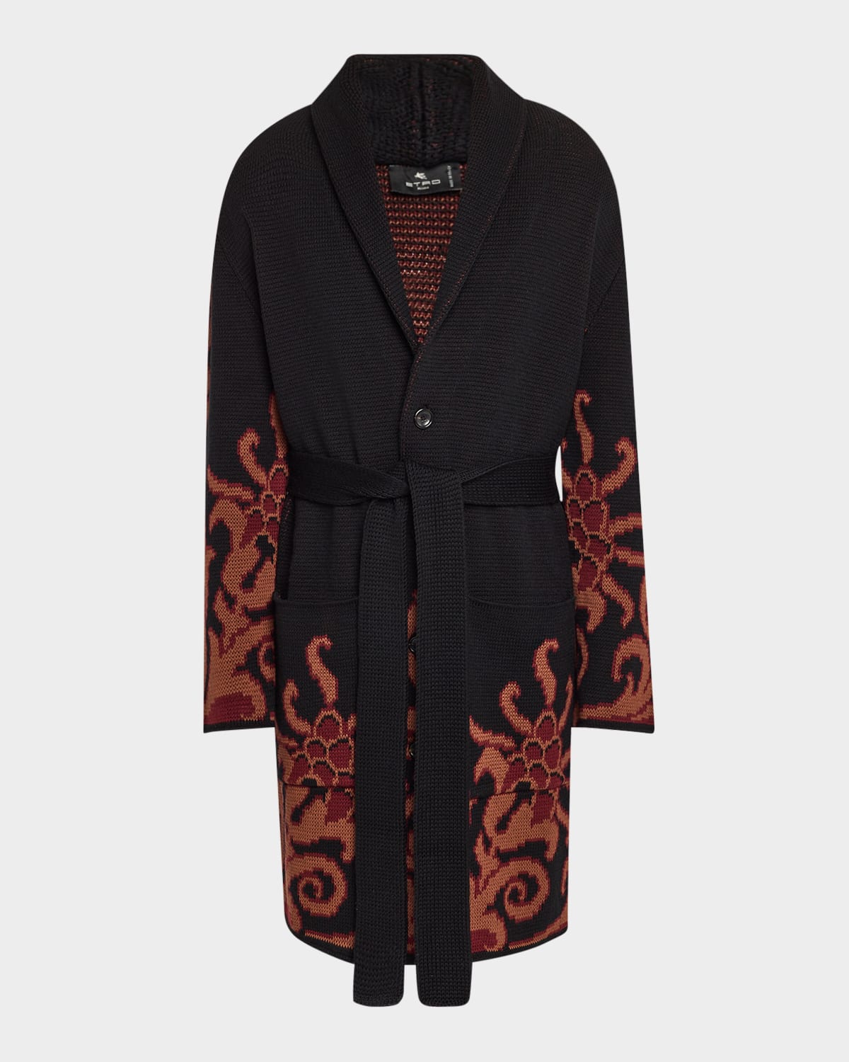 Men's Patterned-Trim Robe
