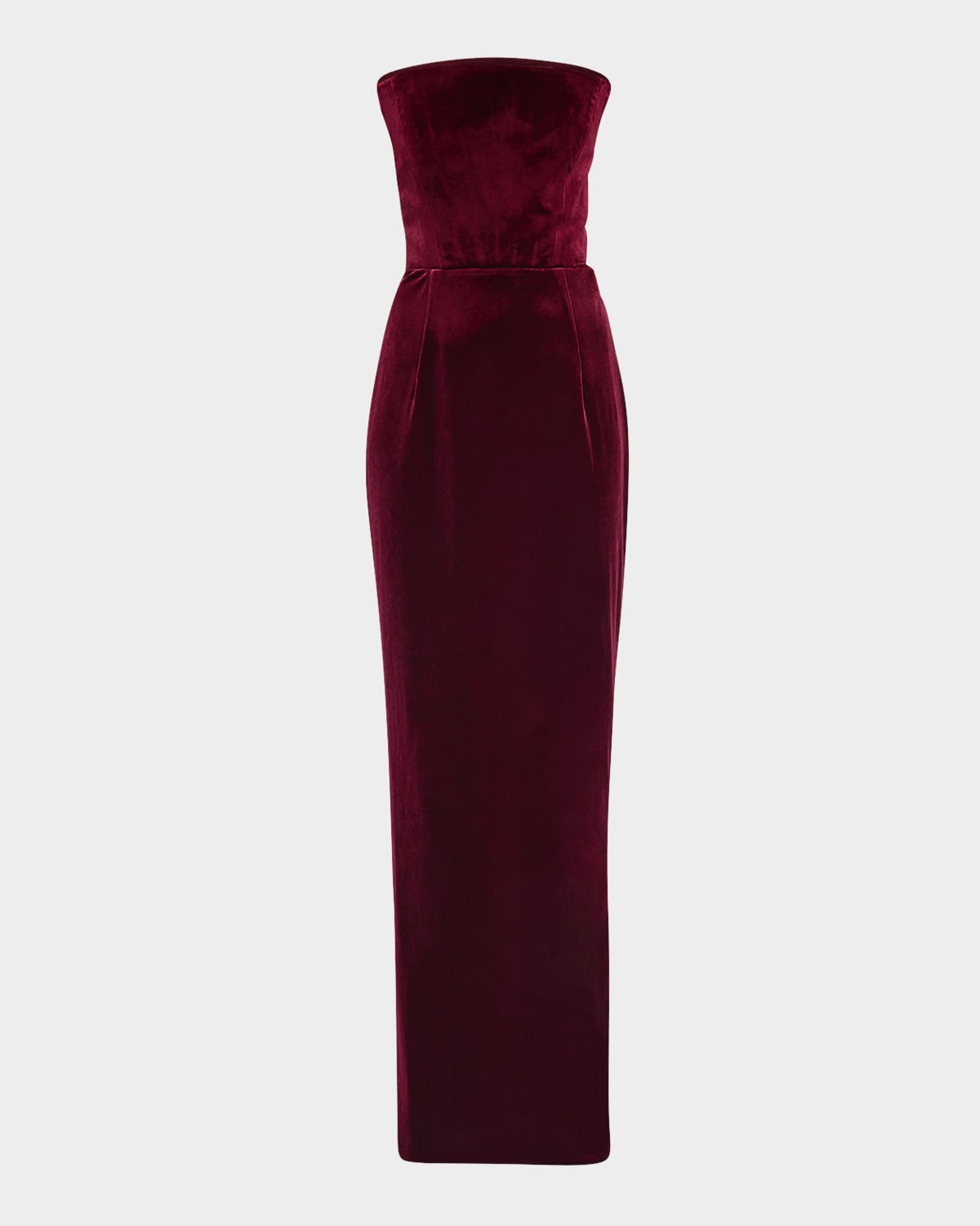 Bronx And Banco Florentina Strapless Velvet Gown With Gloves In Burgandy