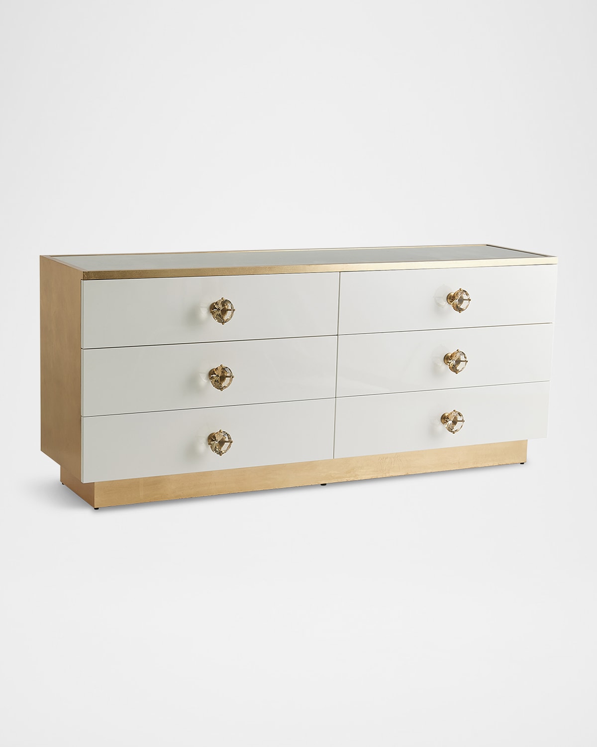 Julia Buckingham For Global Views London 6-drawer Dresser In White, Gold