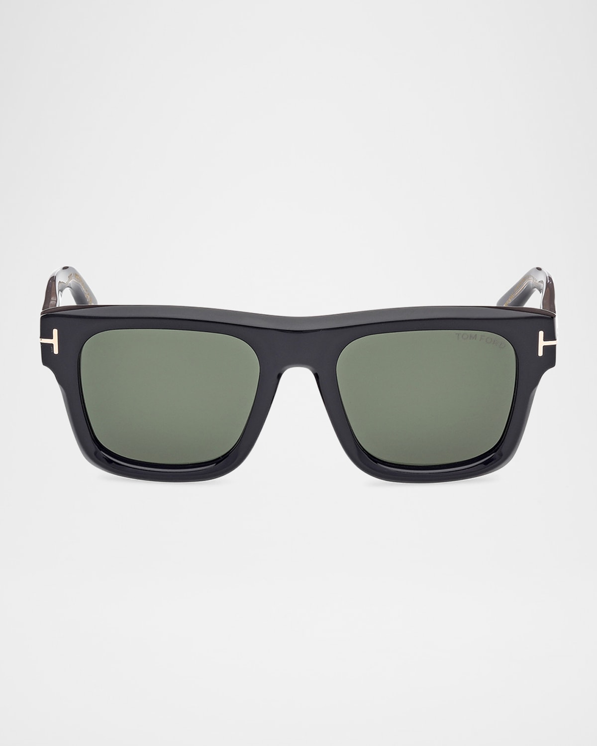Tom Ford Men's Ft1200m Acetate Square Sunglasses In Shiny Blackgreen