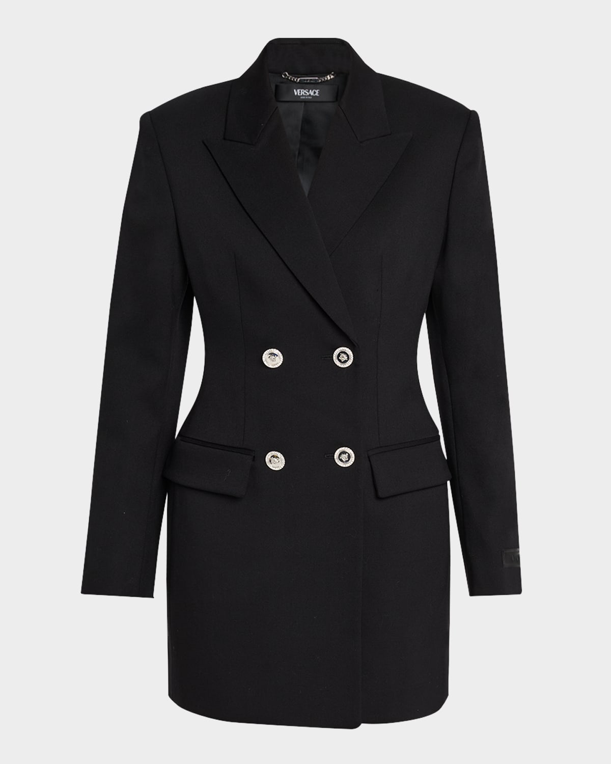 Versace Chainmail Cutout Double-breasted Evening Jacket In Black