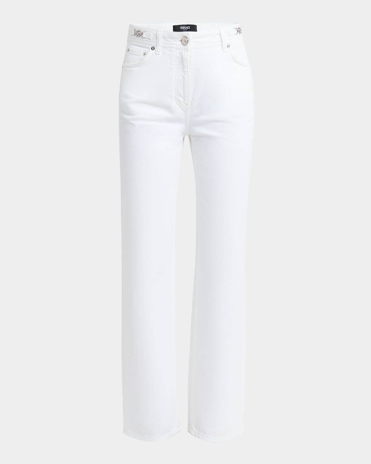 White Washed Denim Straight-Leg Pants