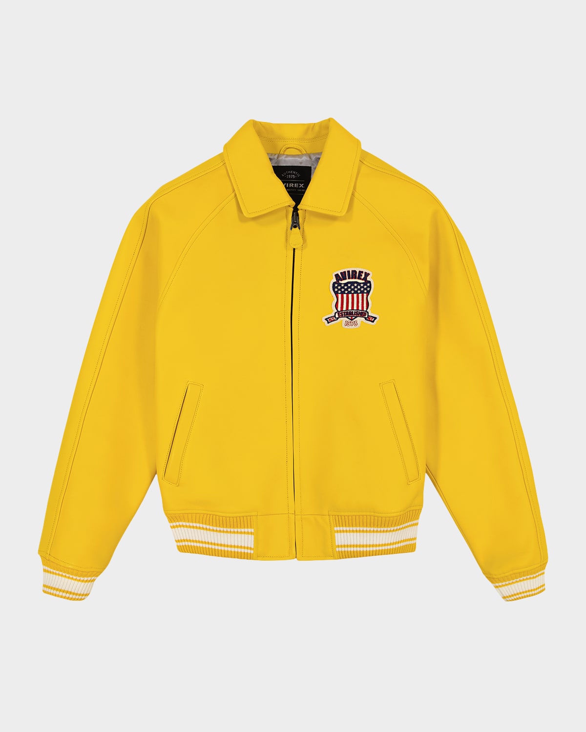 Avirex Men's Leather Icon Jacket In Gold